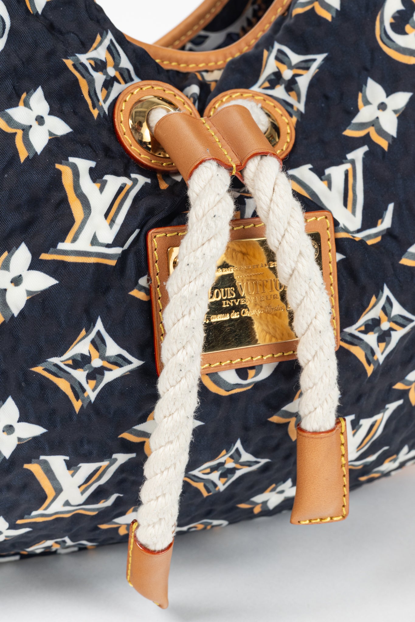 Cruise 2010 Bulles MM Navy Nylon Monogram Rope-Tassel Hobo Bag