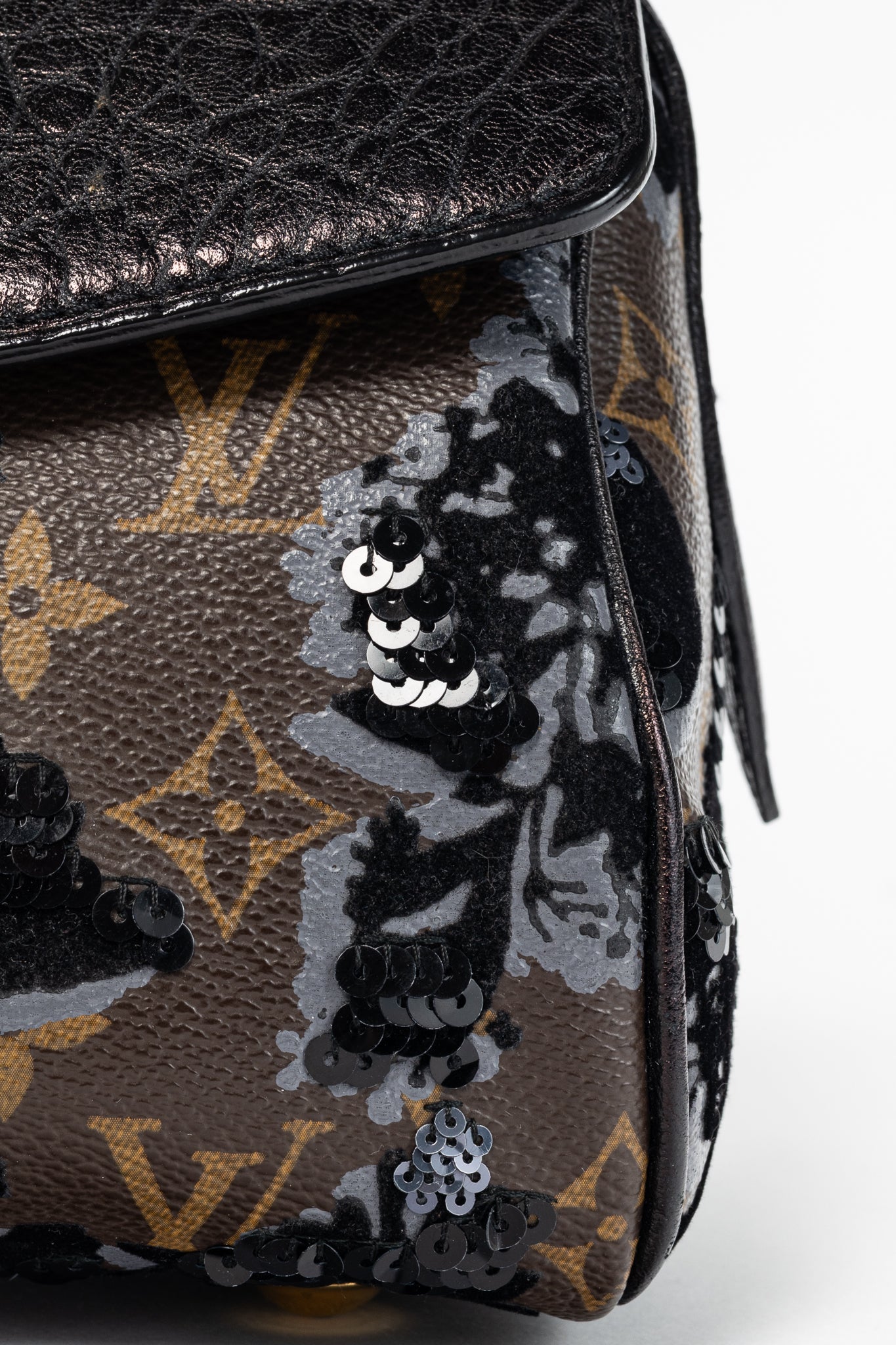 AW/10 Carrousel Monogram Fleur de Jais Sequined Velvet Handbag