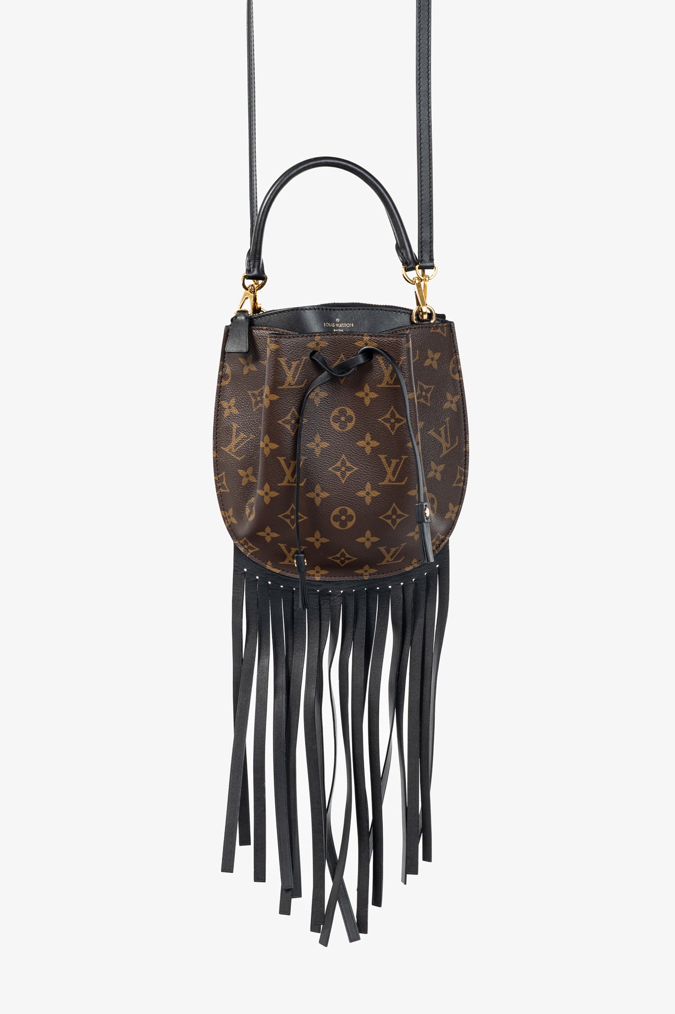 Cruise 2017 Fringed Noe Monogram Canvas Shoulder Bag
