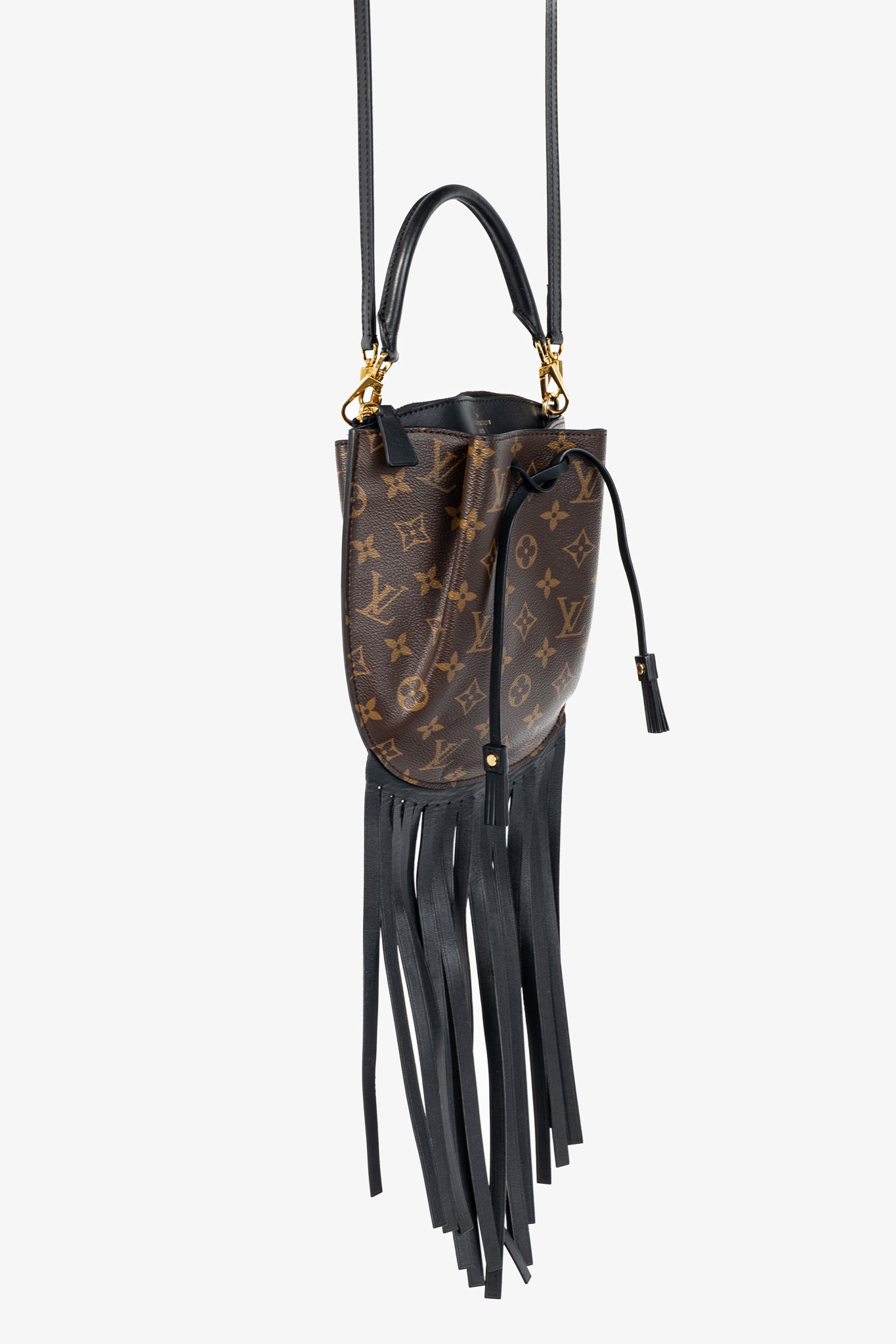 Cruise 2017 Fringed Noe Monogram Canvas Shoulder Bag