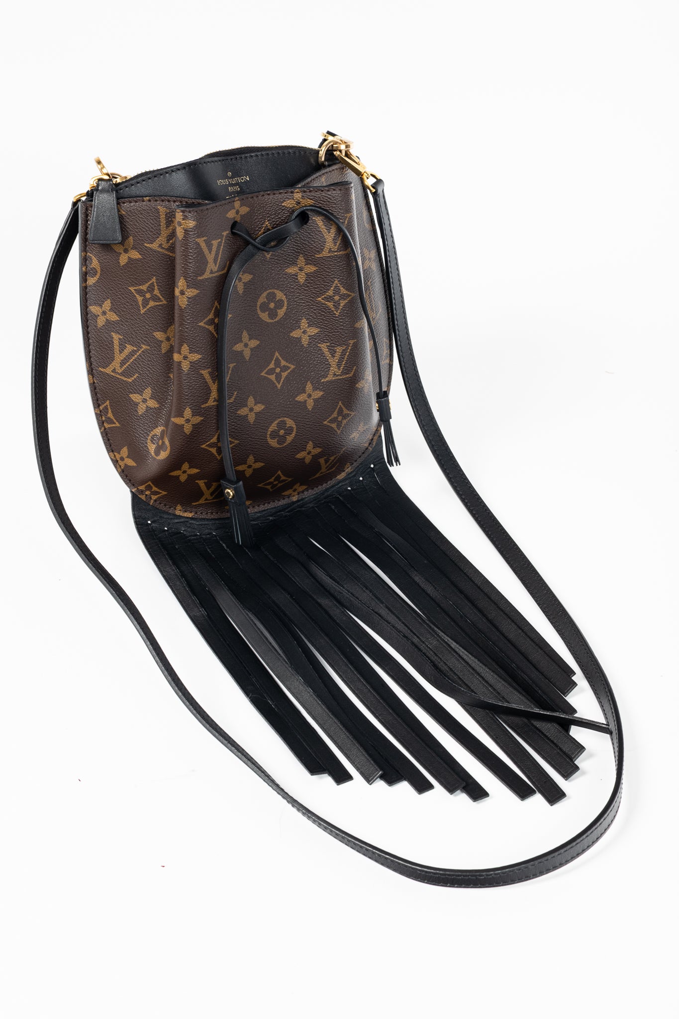 Cruise 2017 Fringed Noe Monogram Canvas Shoulder Bag