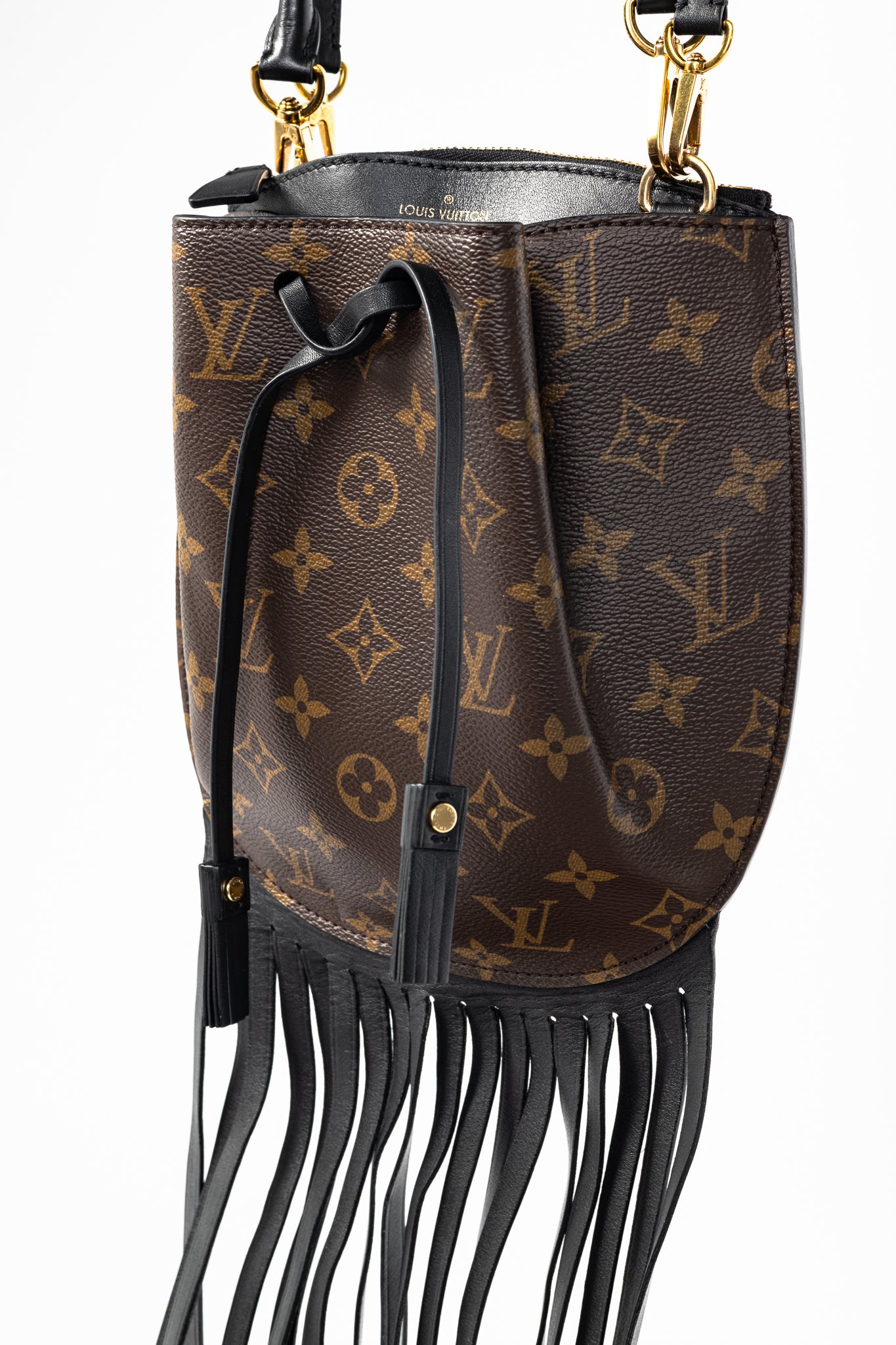Cruise 2017 Fringed Noe Monogram Canvas Shoulder Bag