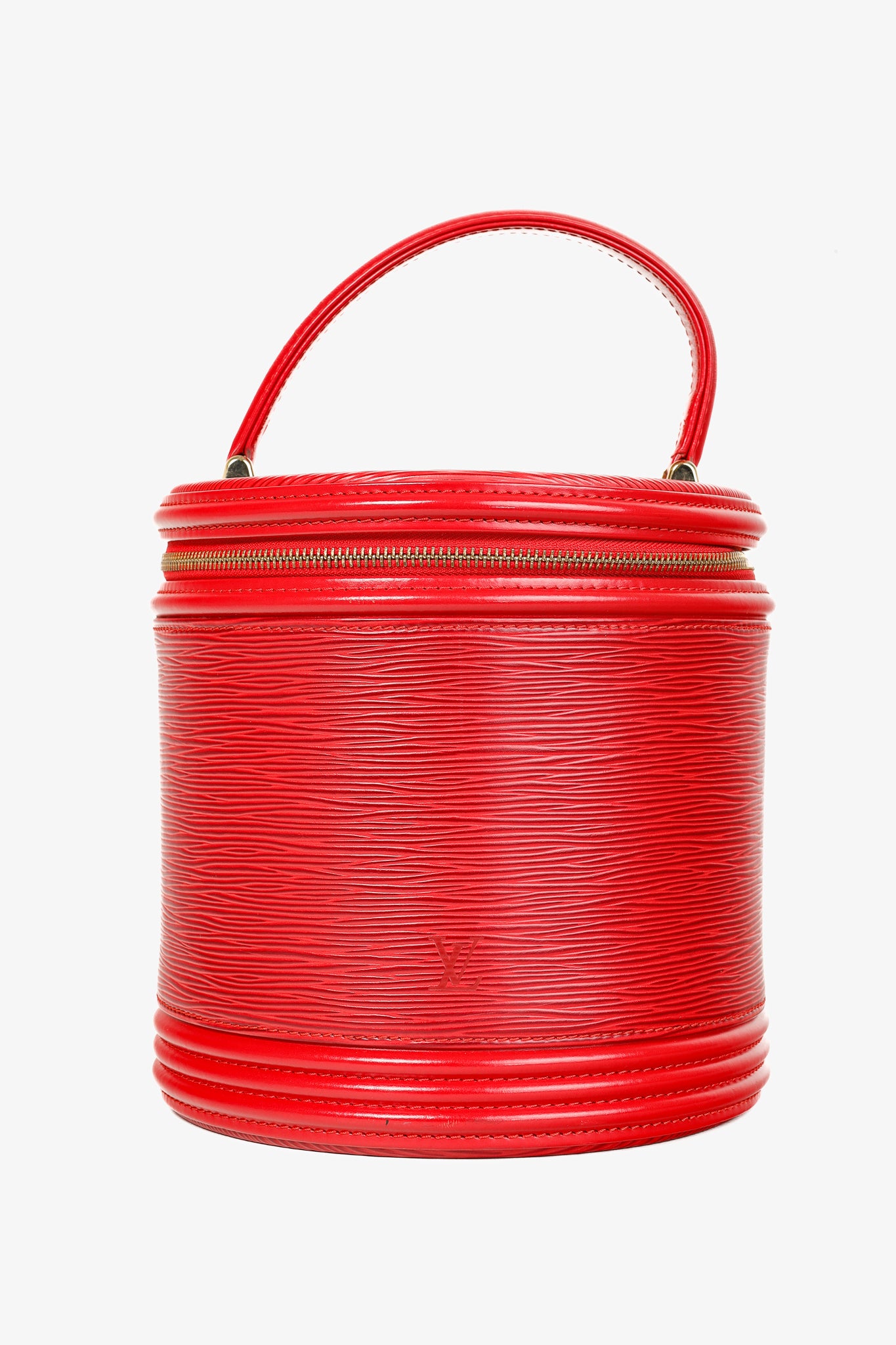 Epi Cannes Castilian Red Leather Round Handbag