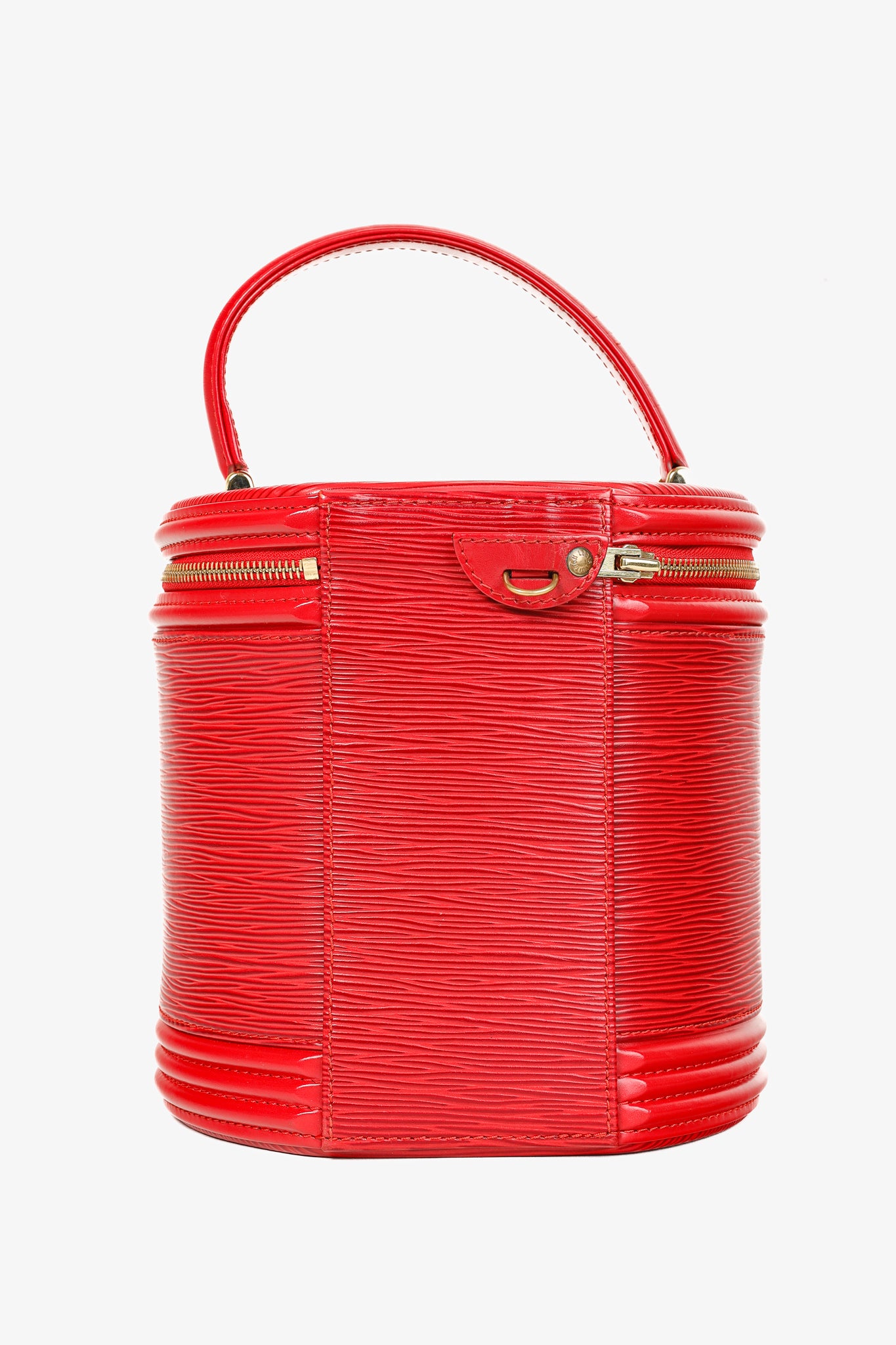 Epi Cannes Castilian Red Leather Round Handbag