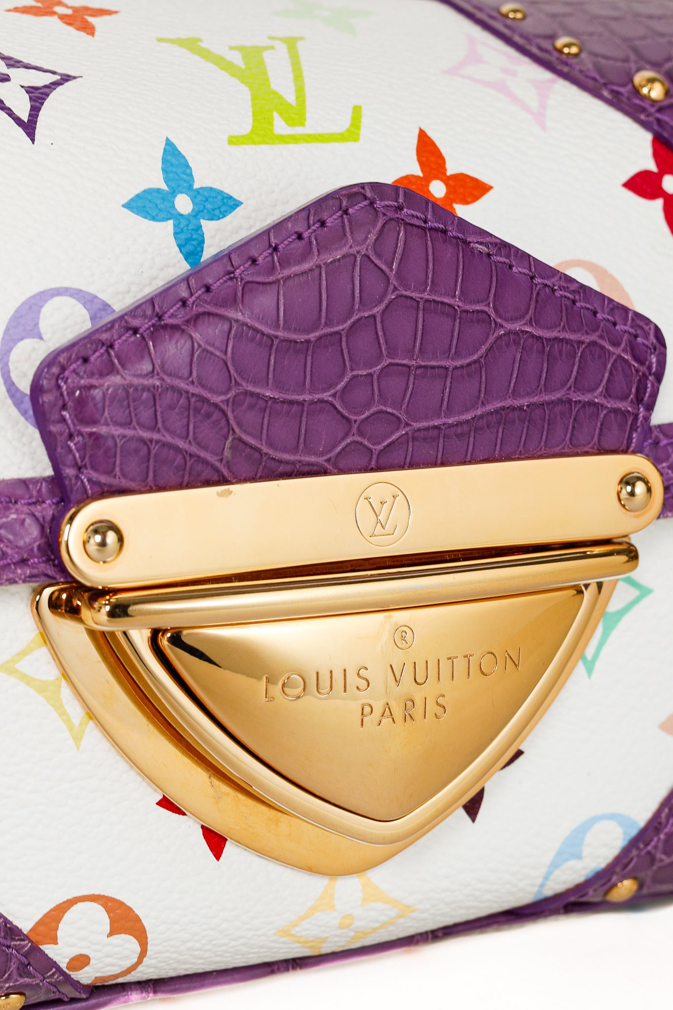 Takashi Murakami Marilyn White Multicolore Purple Crocodile Bag