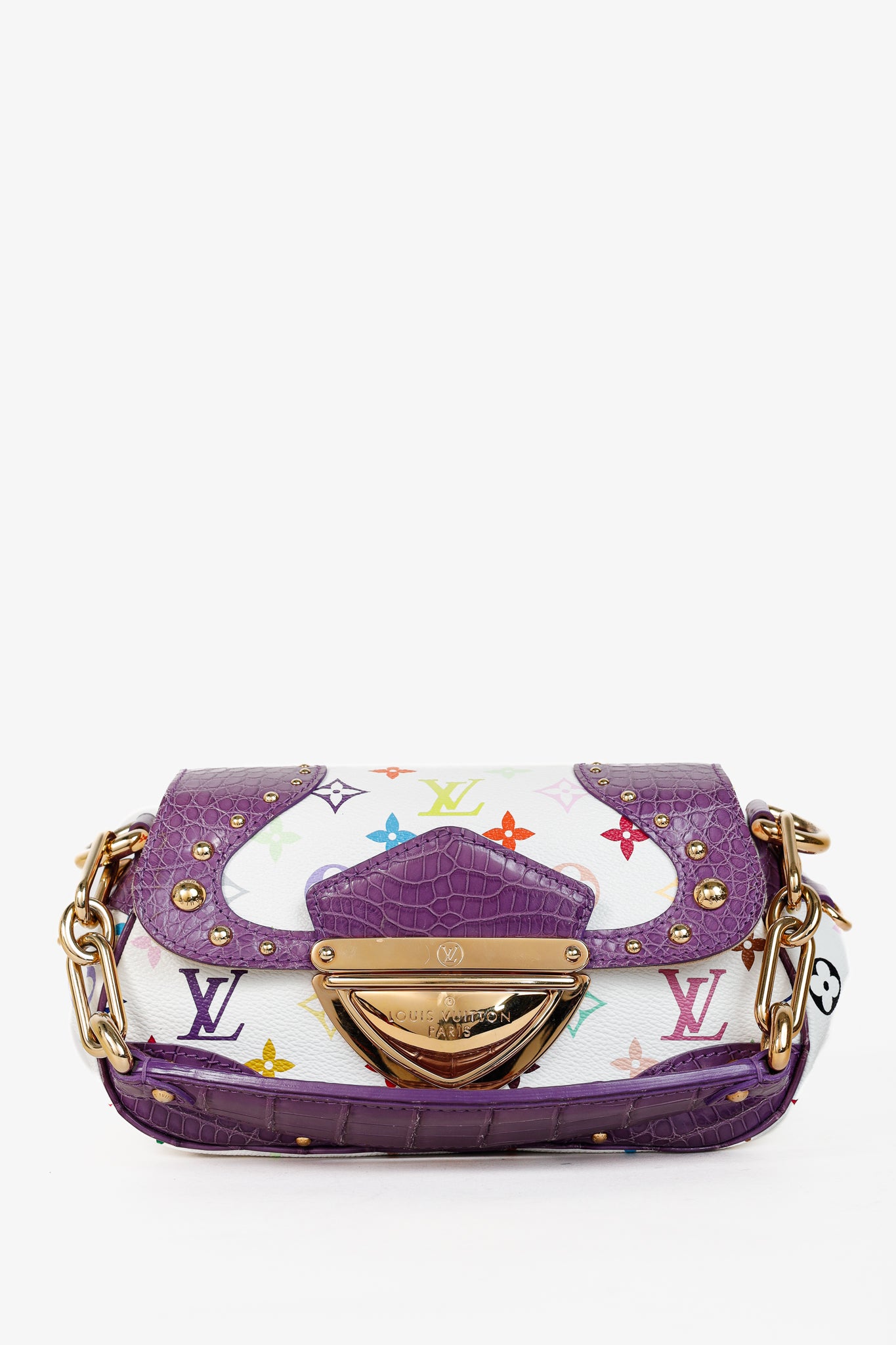 Takashi Murakami Marilyn White Multicolore Purple Crocodile Bag