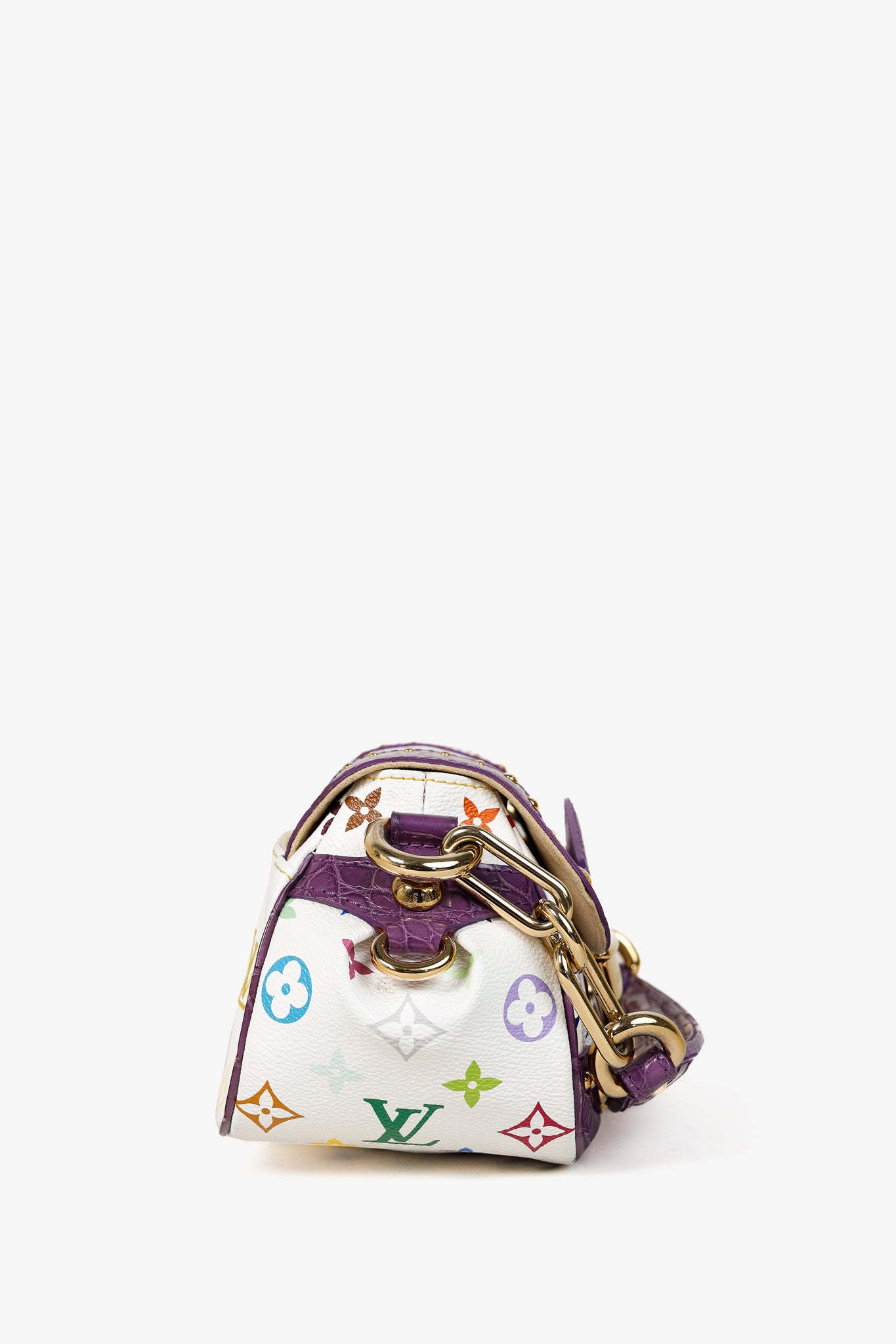 Takashi Murakami Marilyn White Multicolore Purple Crocodile Bag