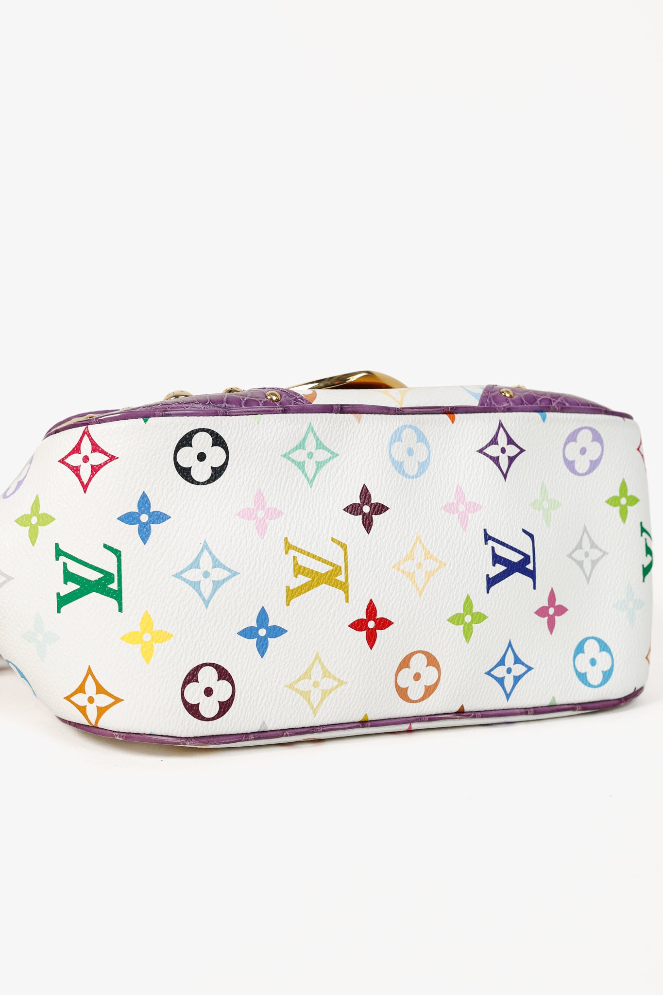Takashi Murakami Marilyn White Multicolore Purple Crocodile Bag