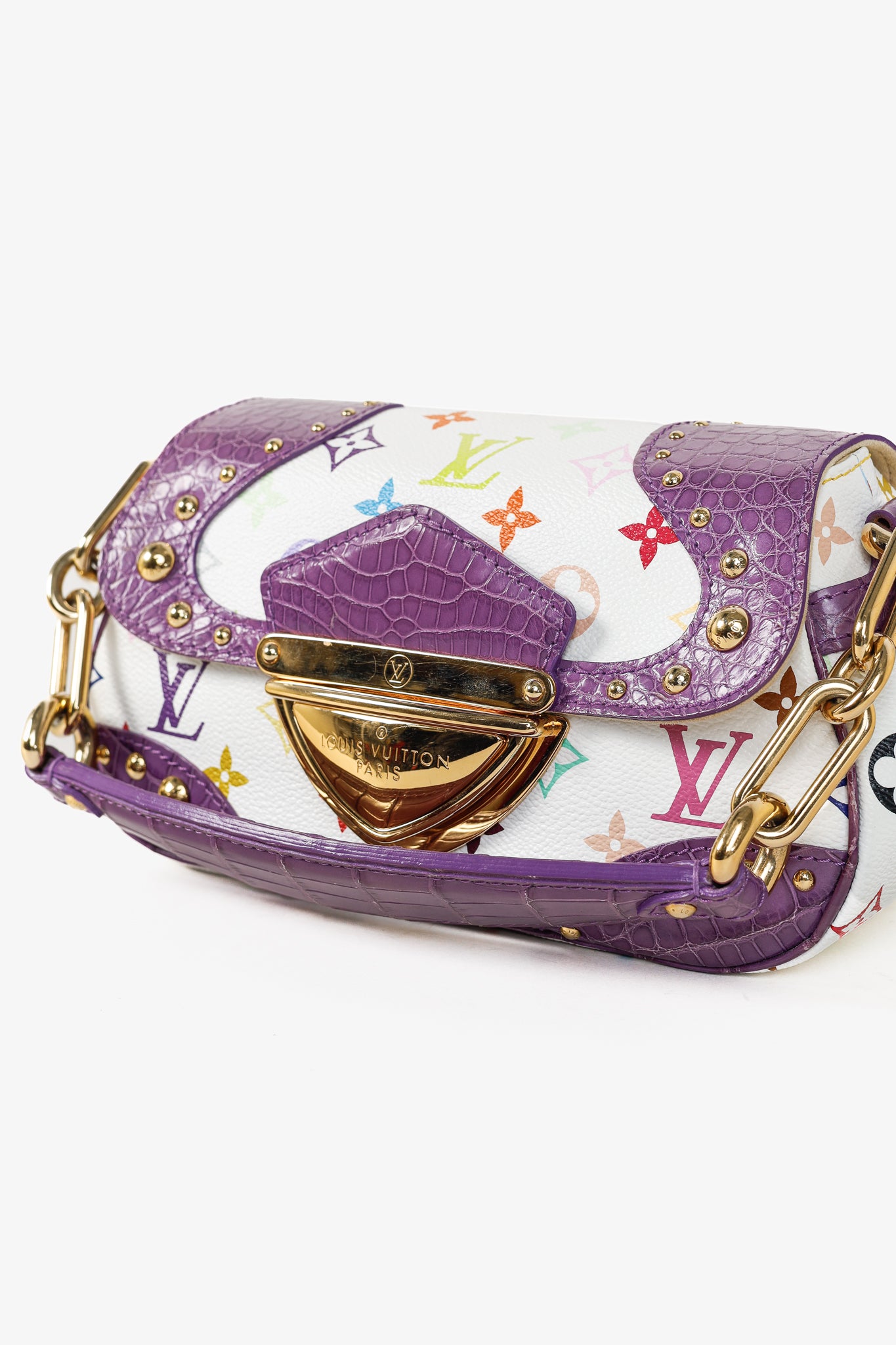 Takashi Murakami Marilyn White Multicolore Purple Crocodile Bag