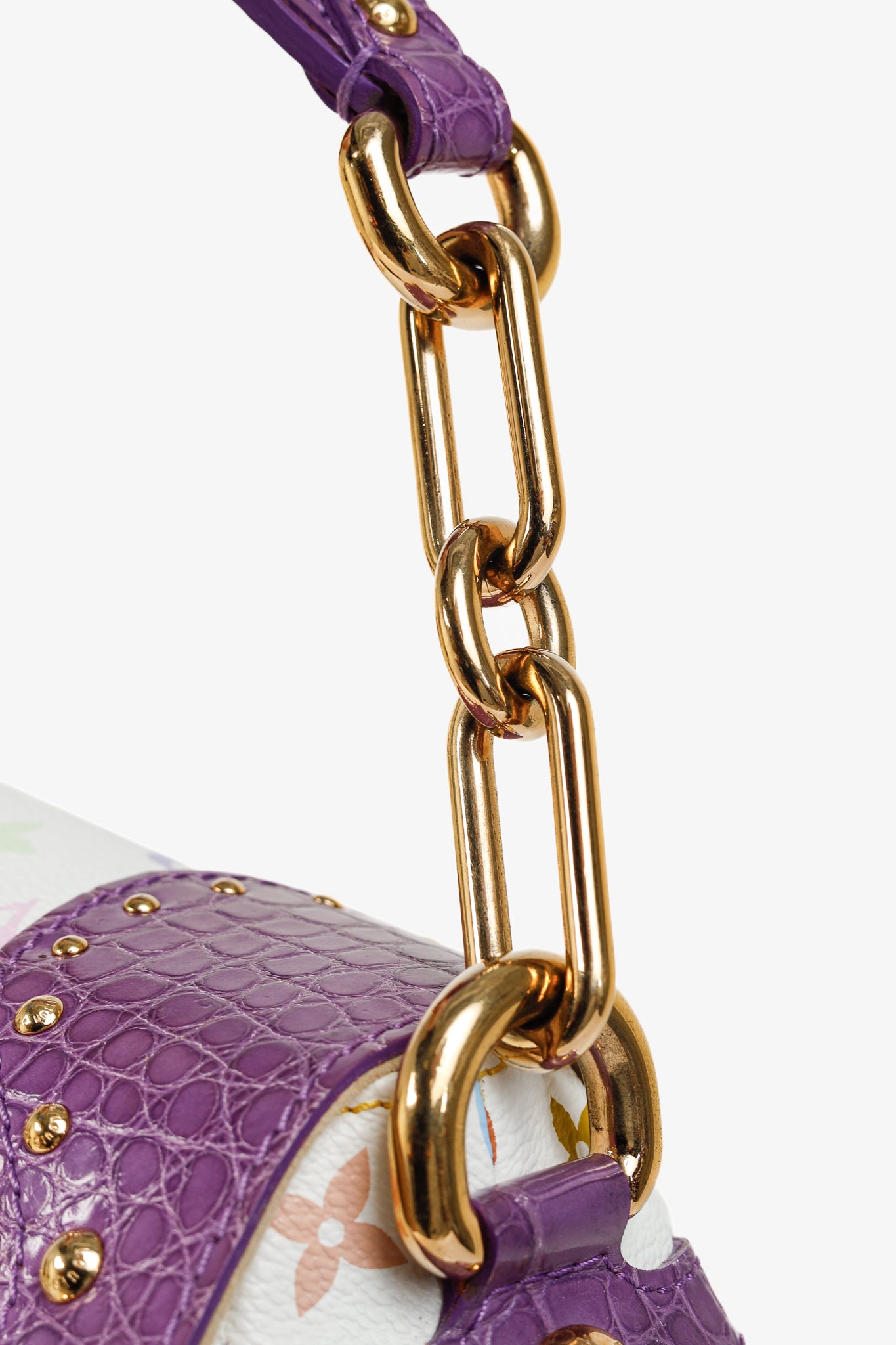 Takashi Murakami Marilyn White Multicolore Purple Crocodile Bag