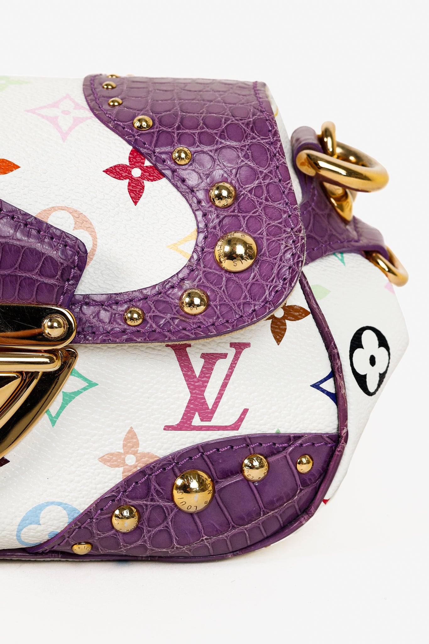 Takashi Murakami Marilyn White Multicolore Purple Crocodile Bag