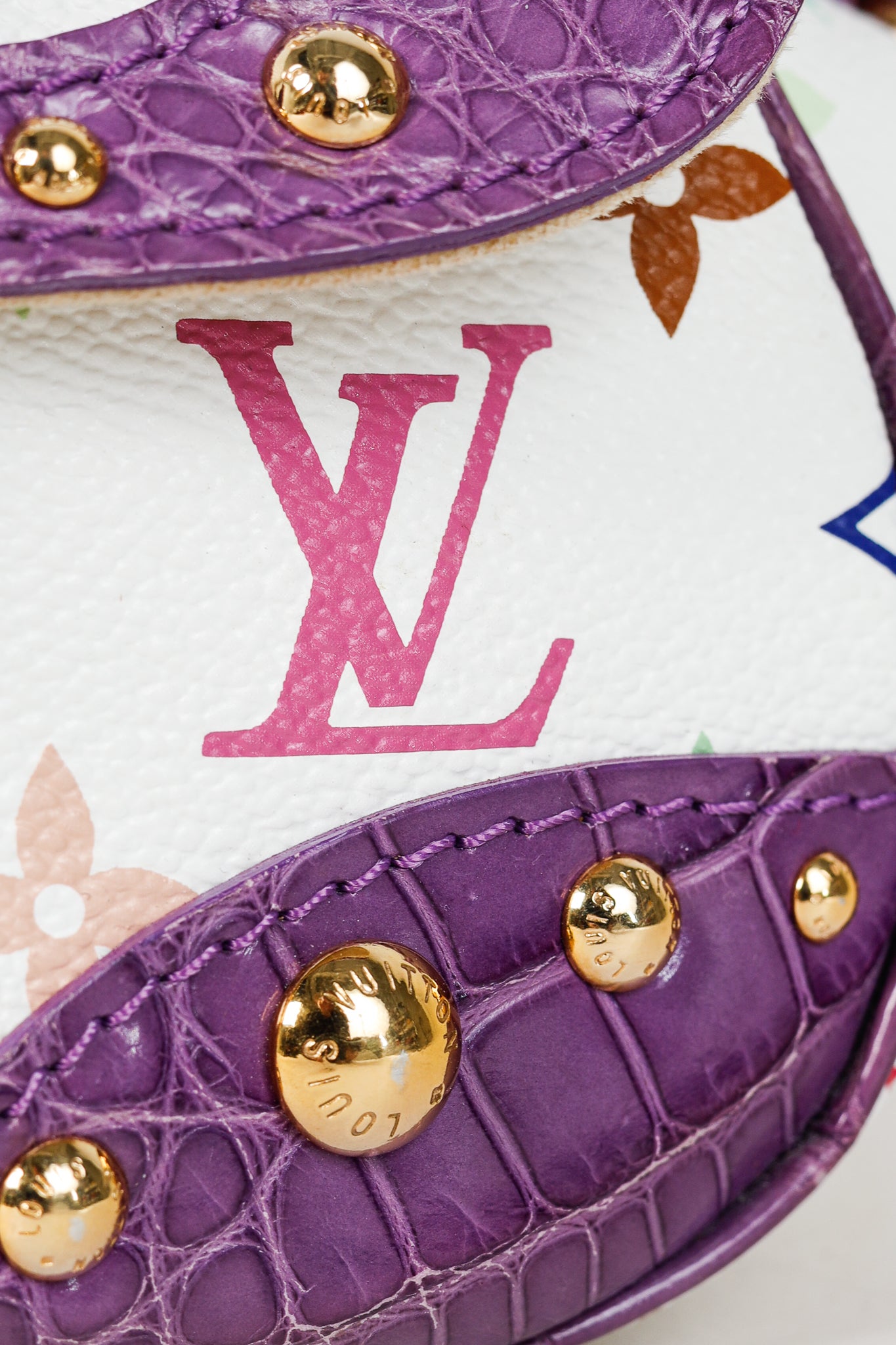 Takashi Murakami Marilyn White Multicolore Purple Crocodile Bag