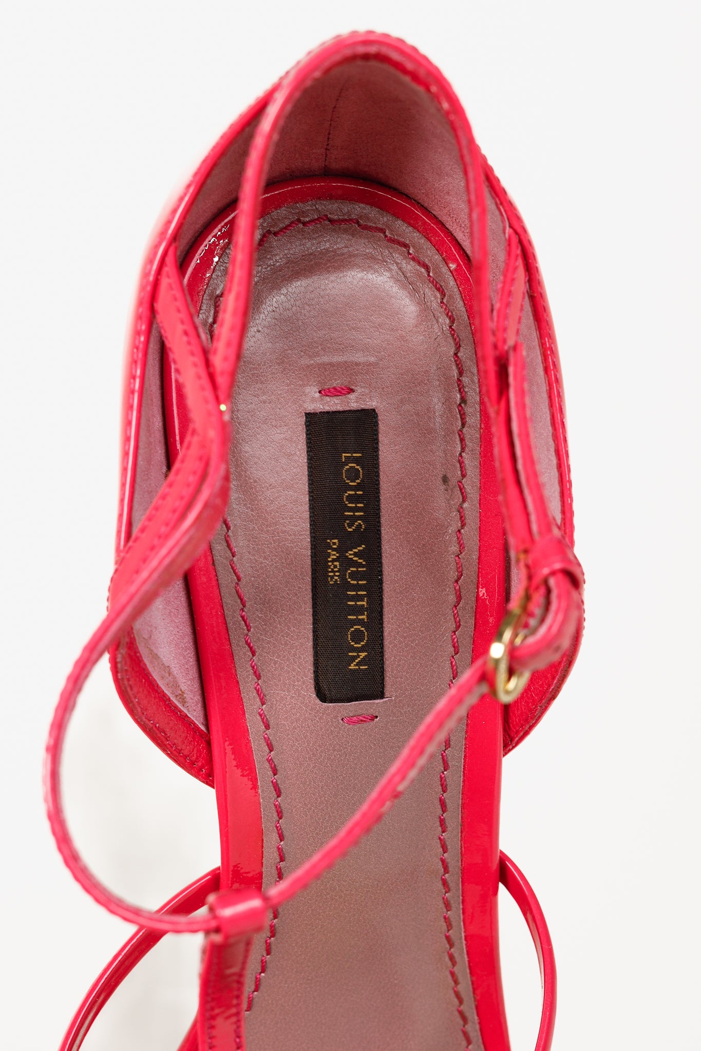 Strawberry Rose Pop Patent T-Strap Wedge Sandals