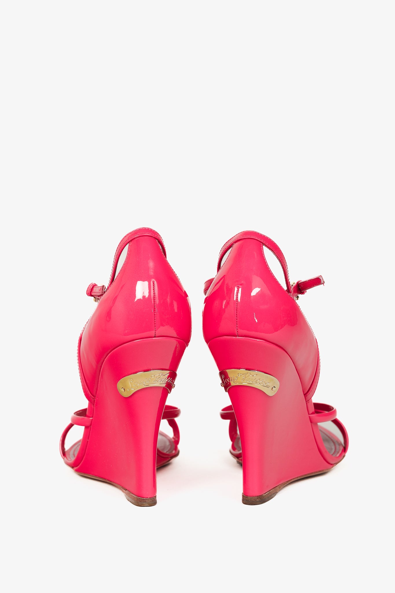 Strawberry Rose Pop Patent T-Strap Wedge Sandals