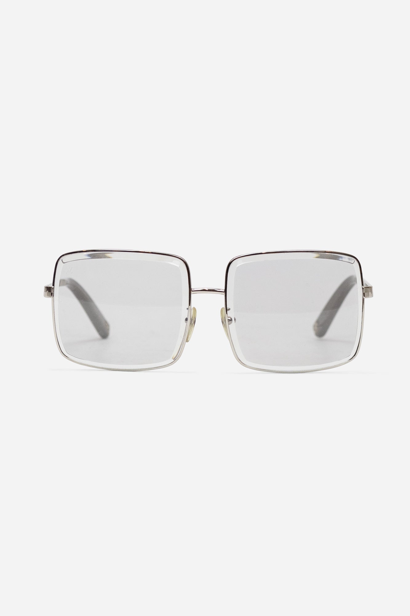 Clear Damier Wire Frame Square Sunglasses