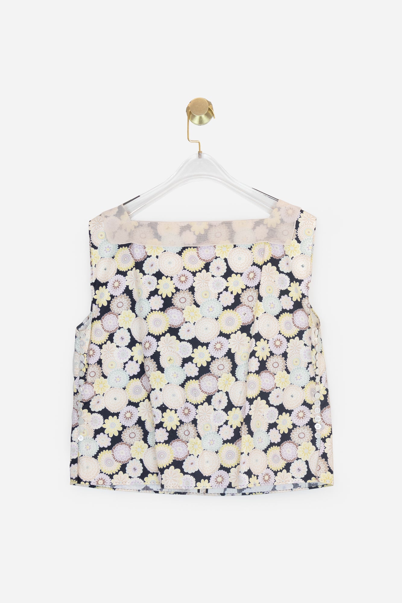 Floral Square Neck Mesh Detailed Sleeveless Top
