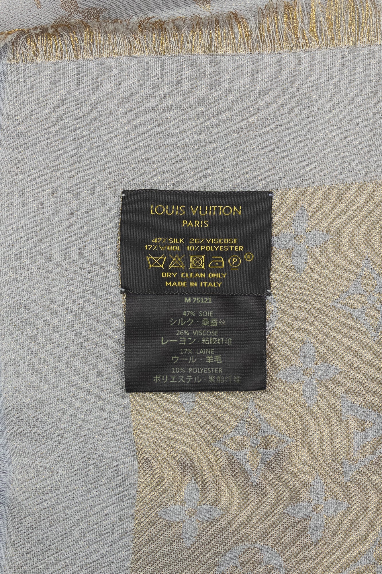 Grey-Metallic LV Monogram Shawl