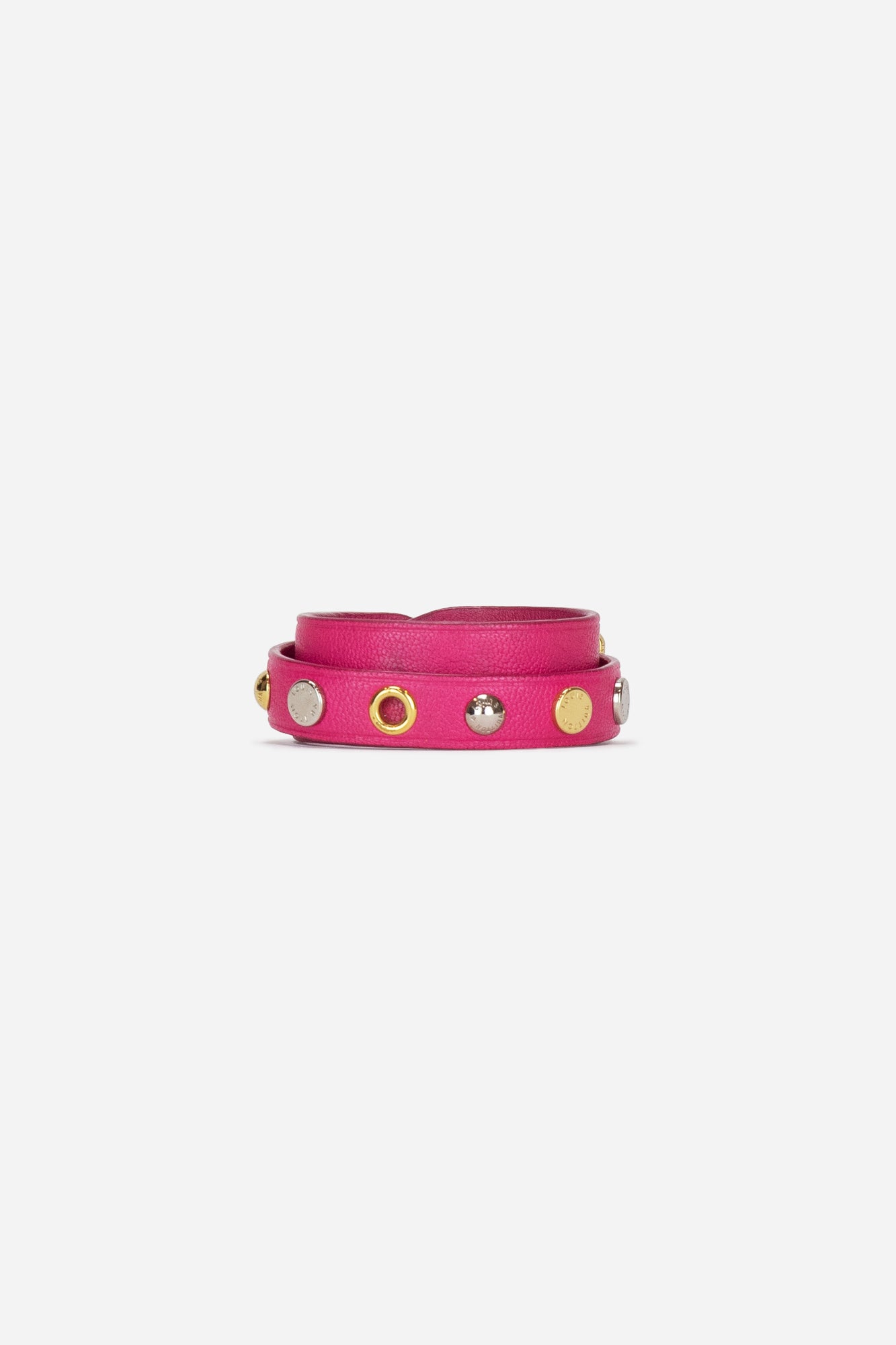 Pink Leather Spike It Bracelet