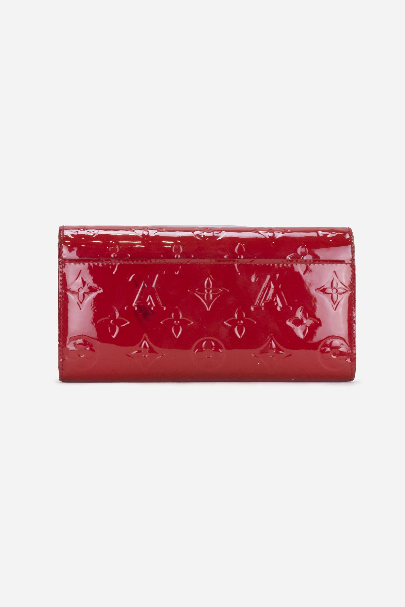 Red Leather Monogram Sarah Wallet