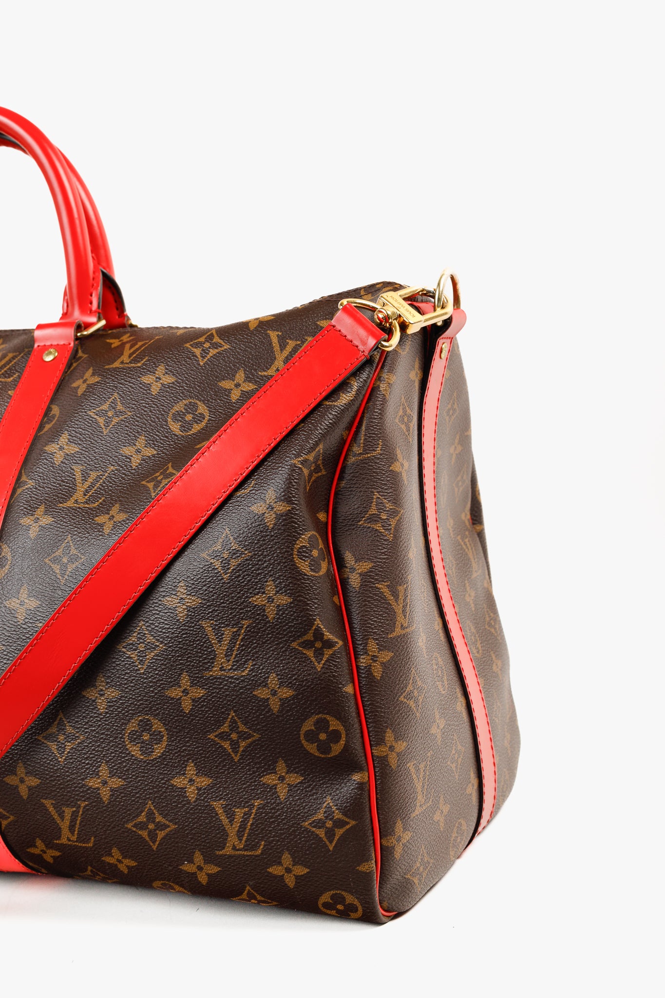 Keepall Bandoulière 50 Monogram Canvas & Coquelicot Leather Bag