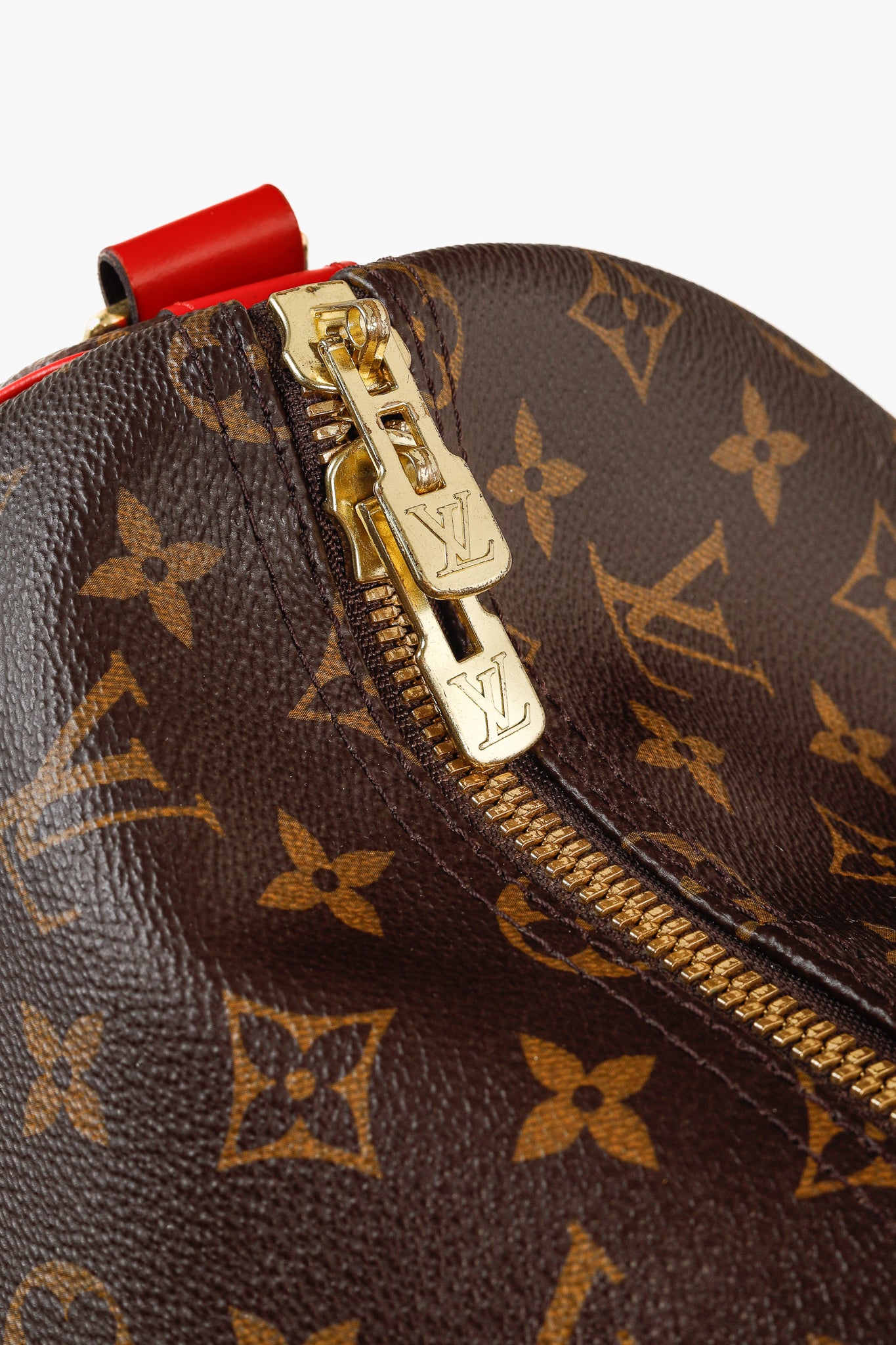 Keepall Bandoulière 50 Monogram Canvas & Coquelicot Leather Bag