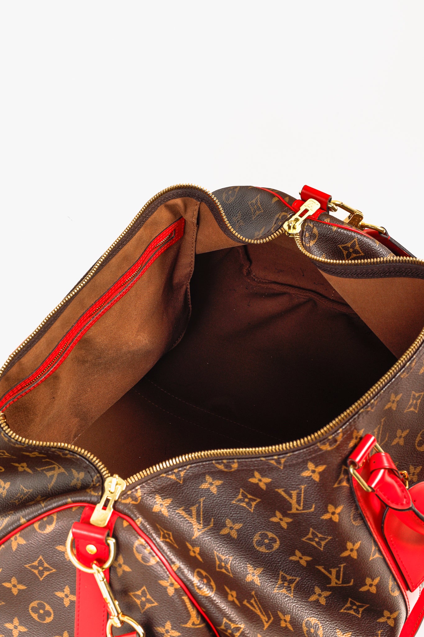 Keepall Bandoulière 50 Monogram Canvas & Coquelicot Leather Bag