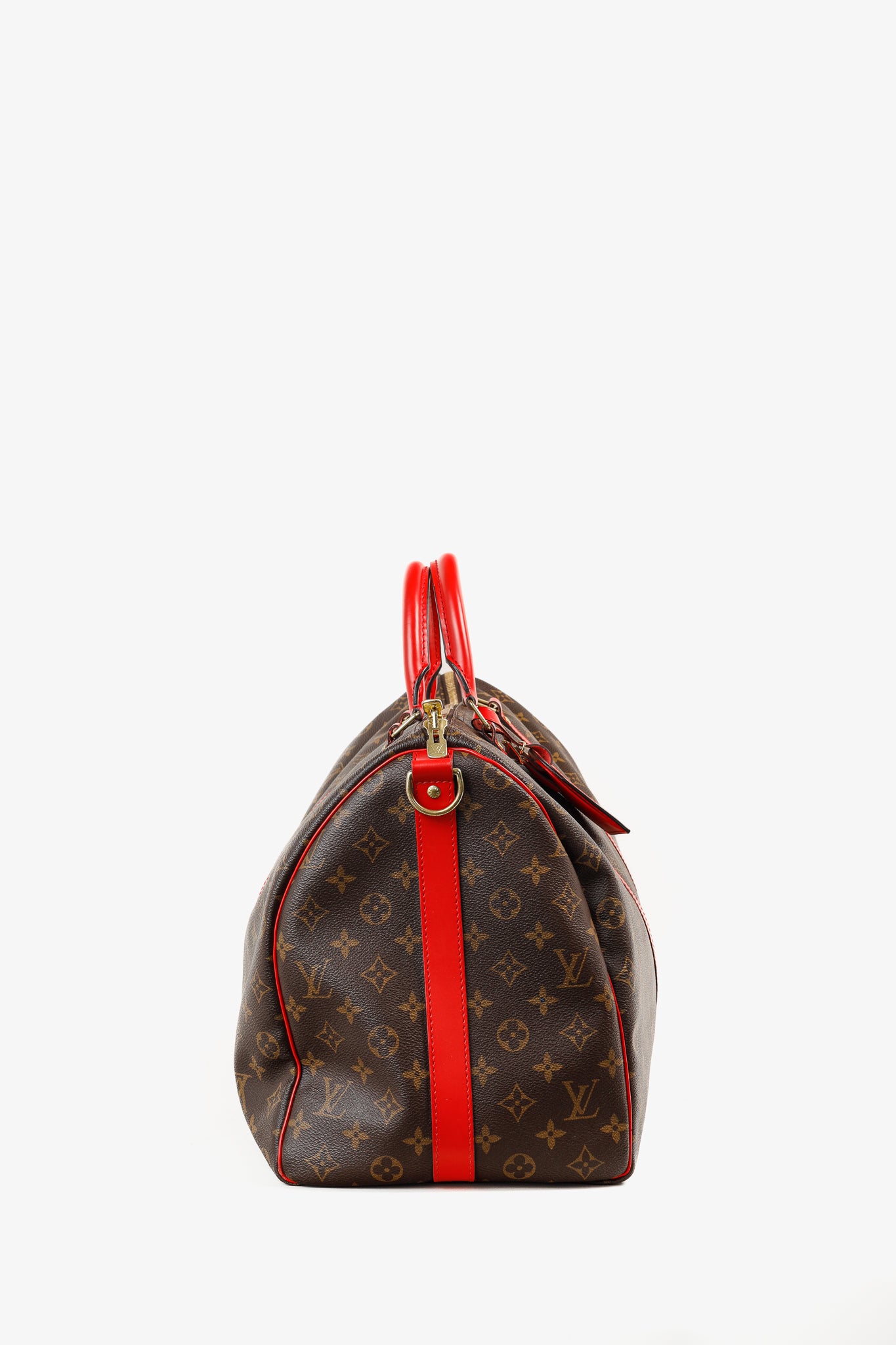 Keepall Bandoulière 50 Monogram Canvas & Coquelicot Leather Bag