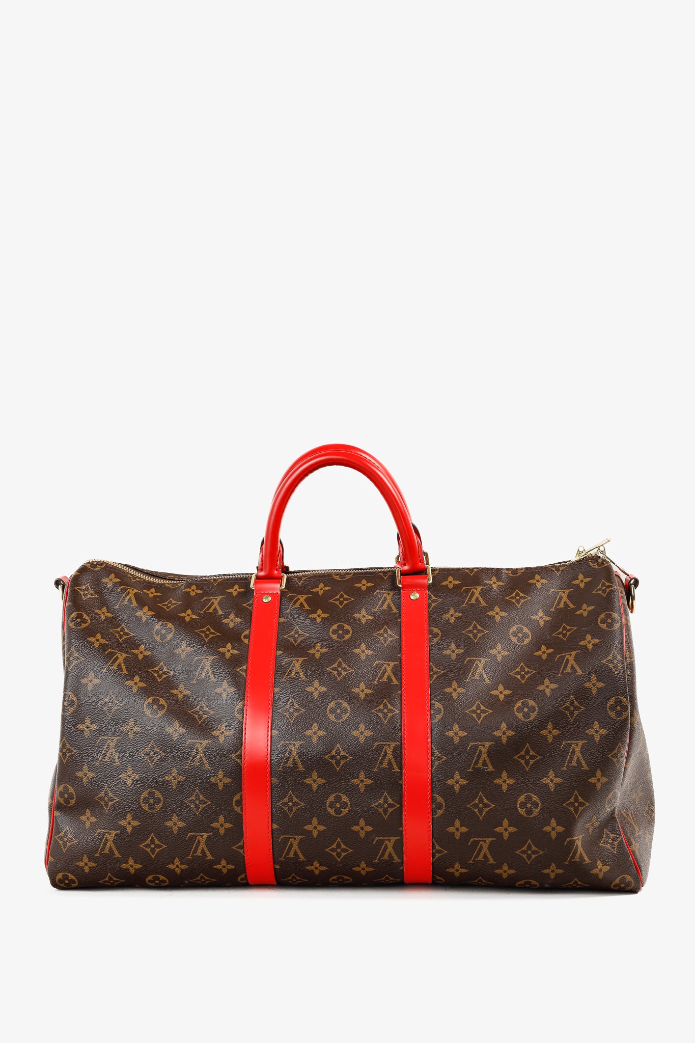 Keepall Bandoulière 50 Monogram Canvas & Coquelicot Leather Bag