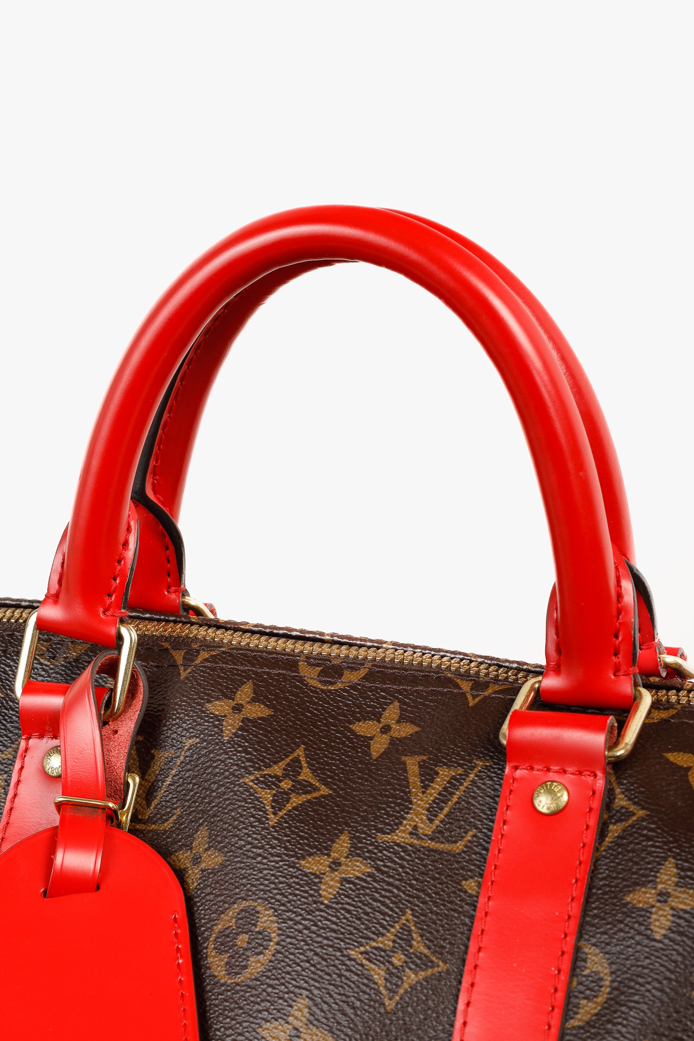 Keepall Bandoulière 50 Monogram Canvas & Coquelicot Leather Bag