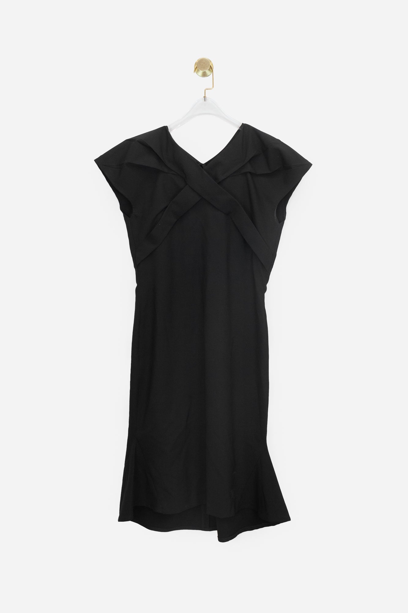 Black Cross Strap Front Zip Back Dress