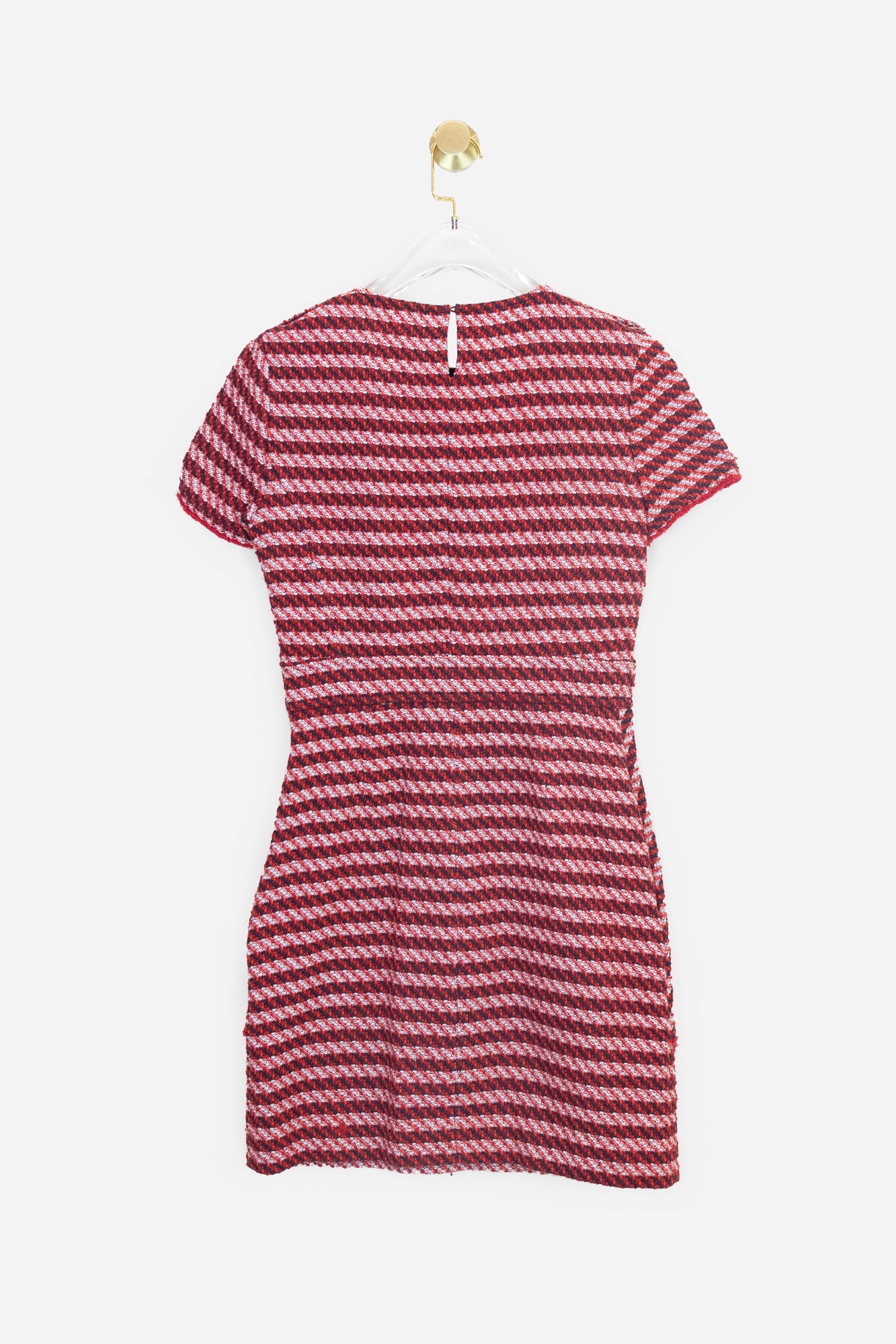 Red Tweed T-Shirt Dress With Pockets