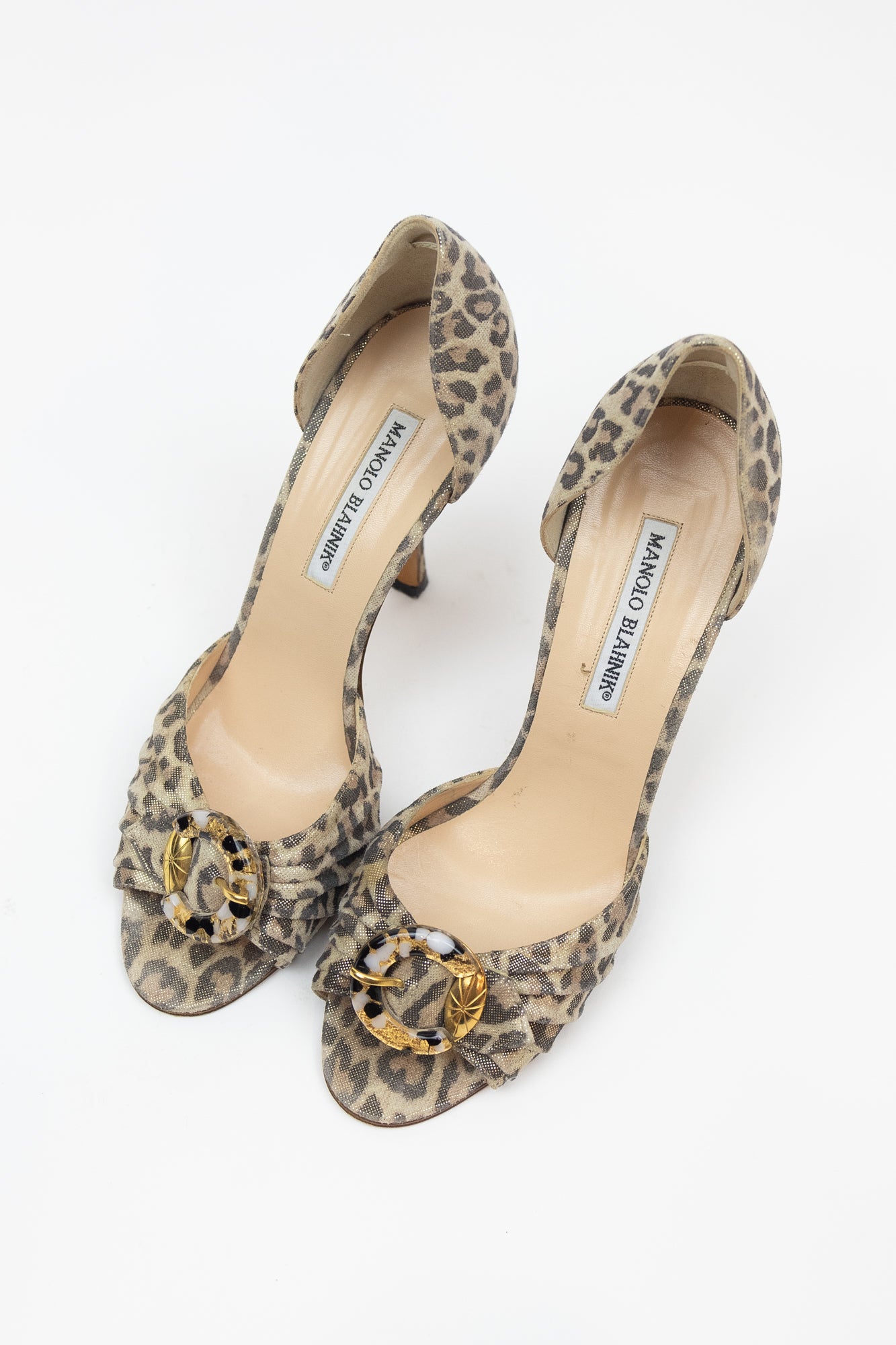 Gold Resin Buckle Cheetah Print Pump