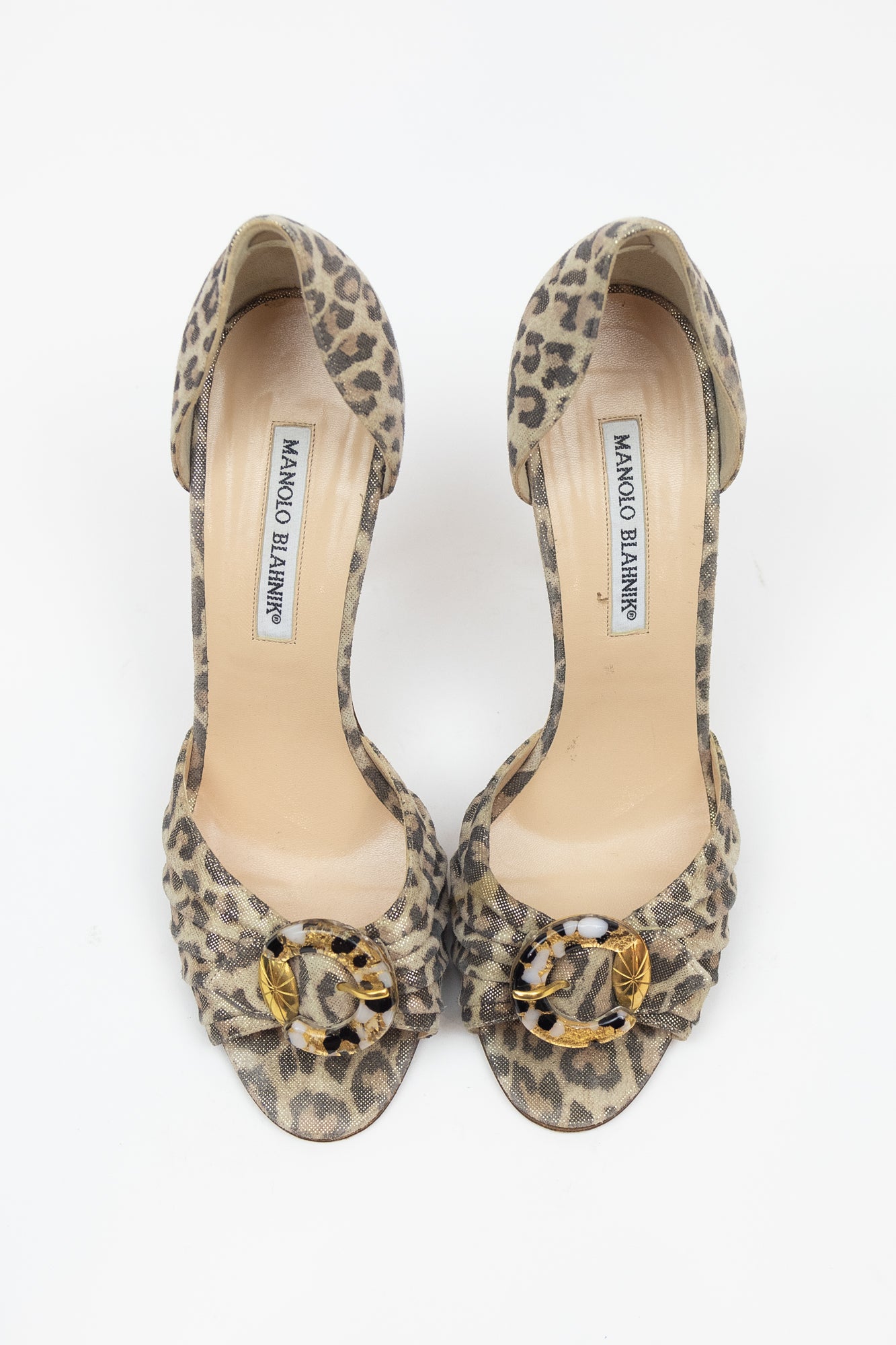 Gold Resin Buckle Cheetah Print Pump