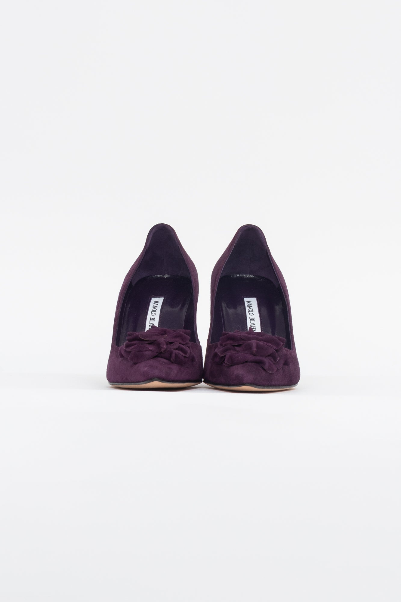 Purple Suede Lisa Flower Pumps