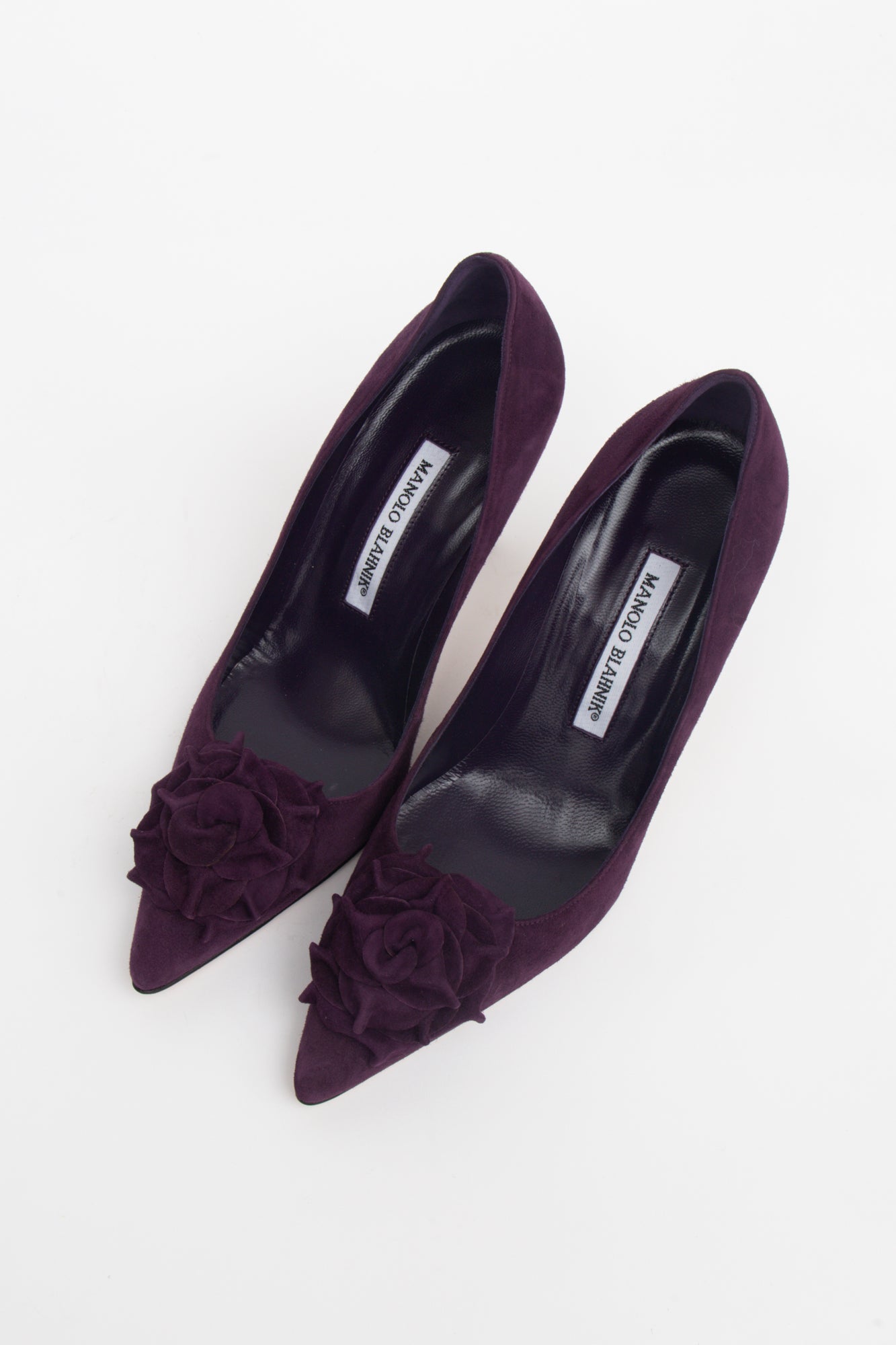 Purple Suede Lisa Flower Pumps