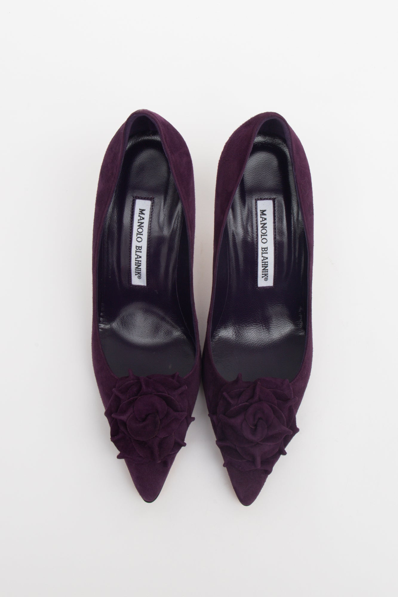 Purple Suede Lisa Flower Pumps