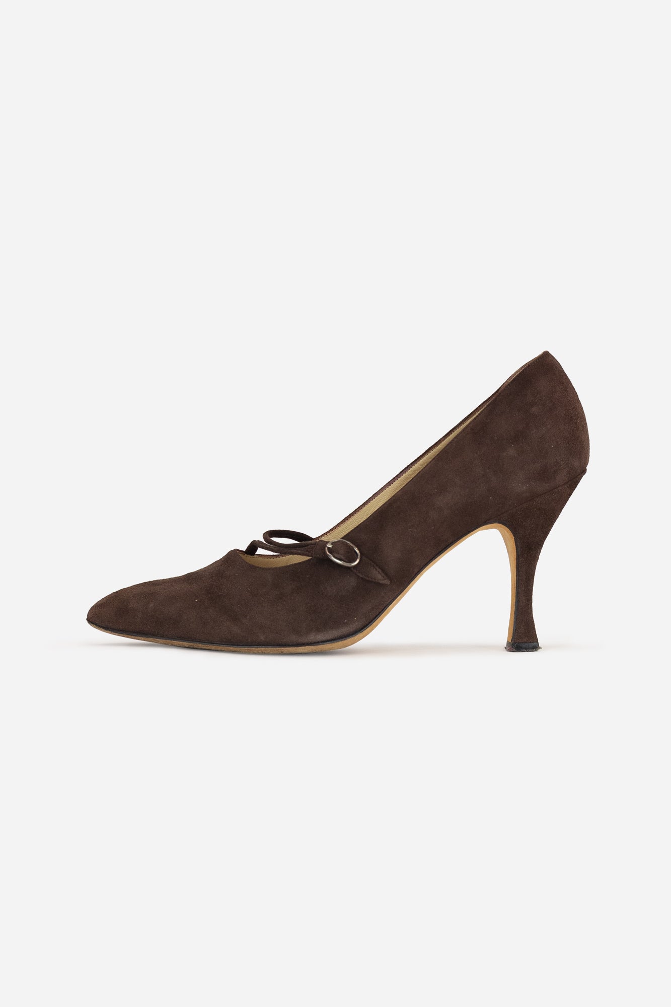 Vintage Brown Suede Close Toed Pump