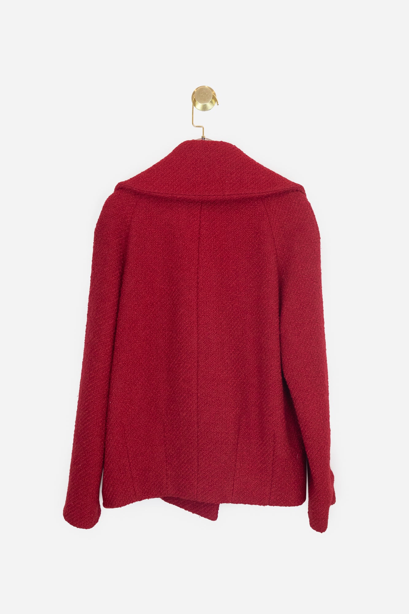 Red Boucle Wool Peacoat