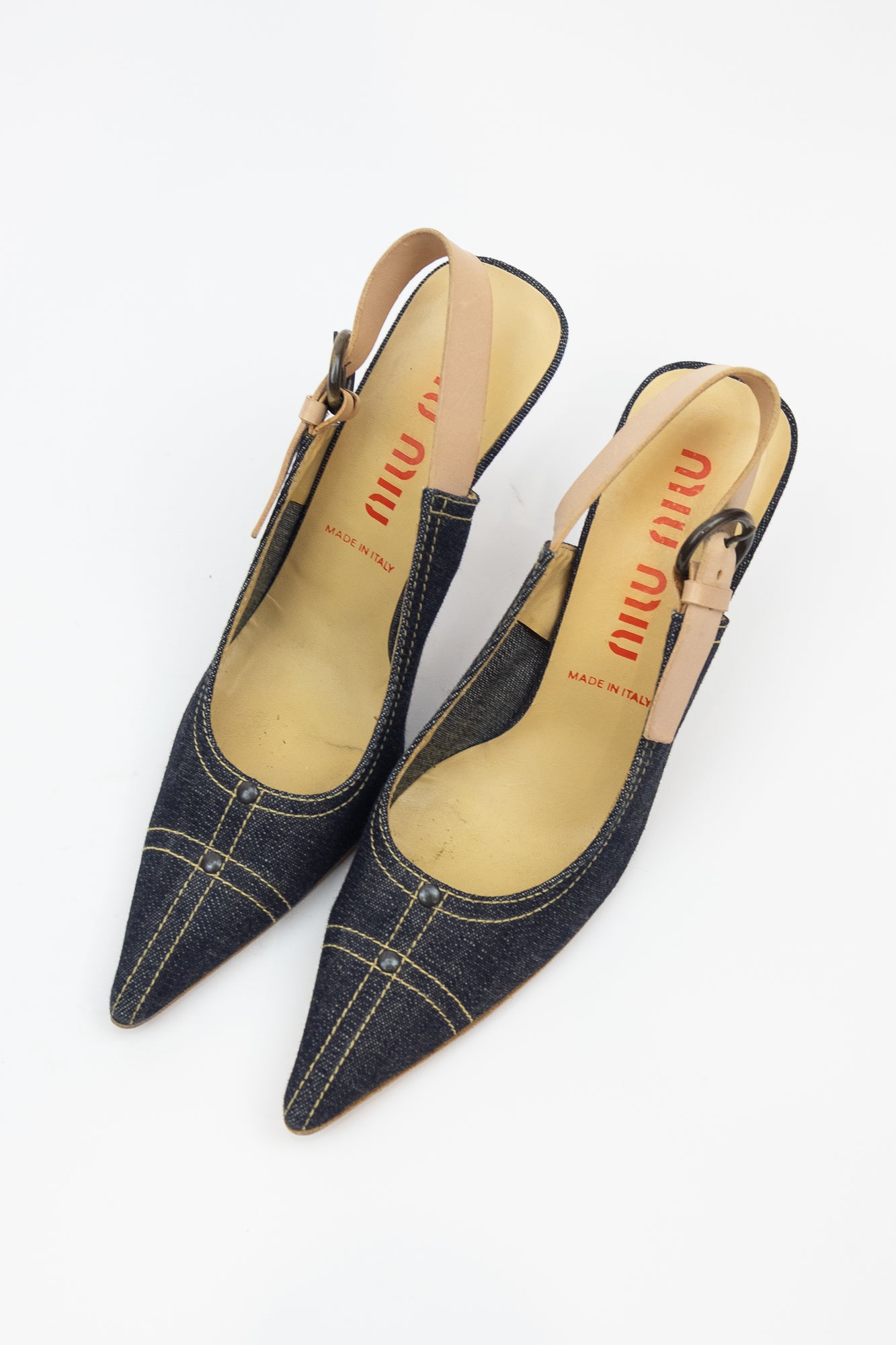 Dark Denim Pointed Toe Sling Back