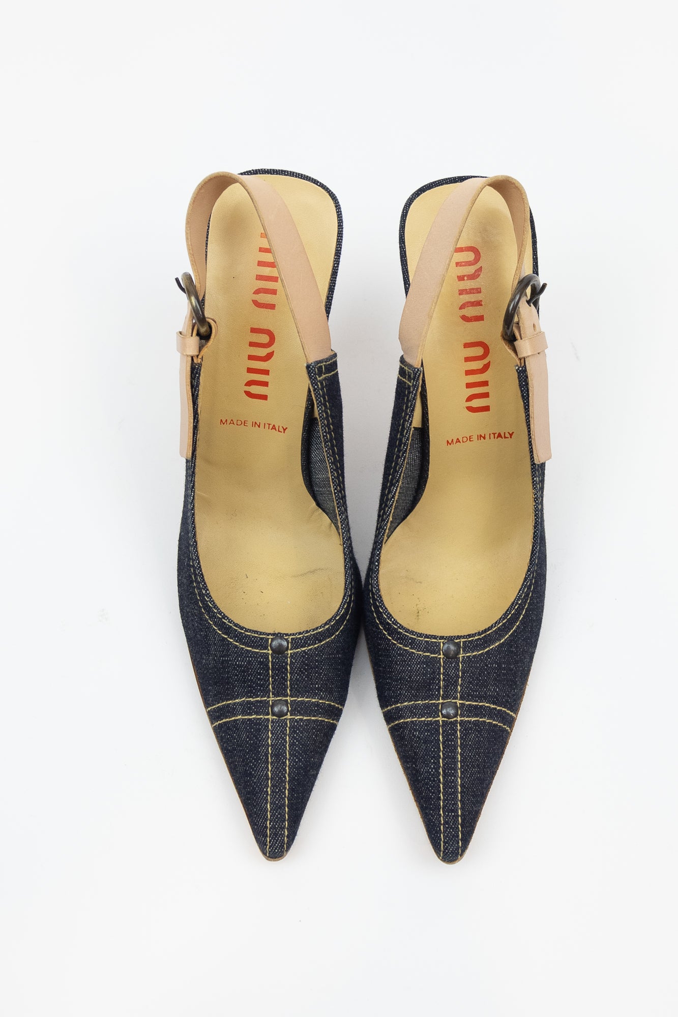 Dark Denim Pointed Toe Sling Back