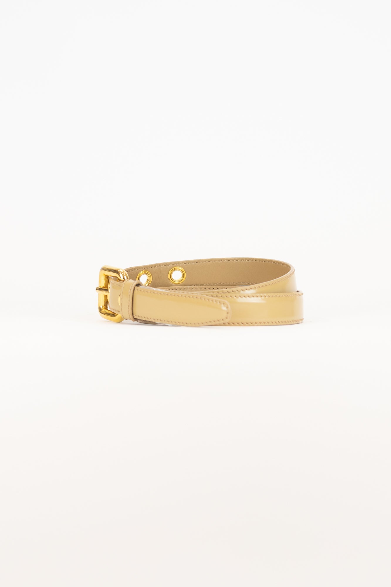 Tan Pantent Leather Gold Detail Belt