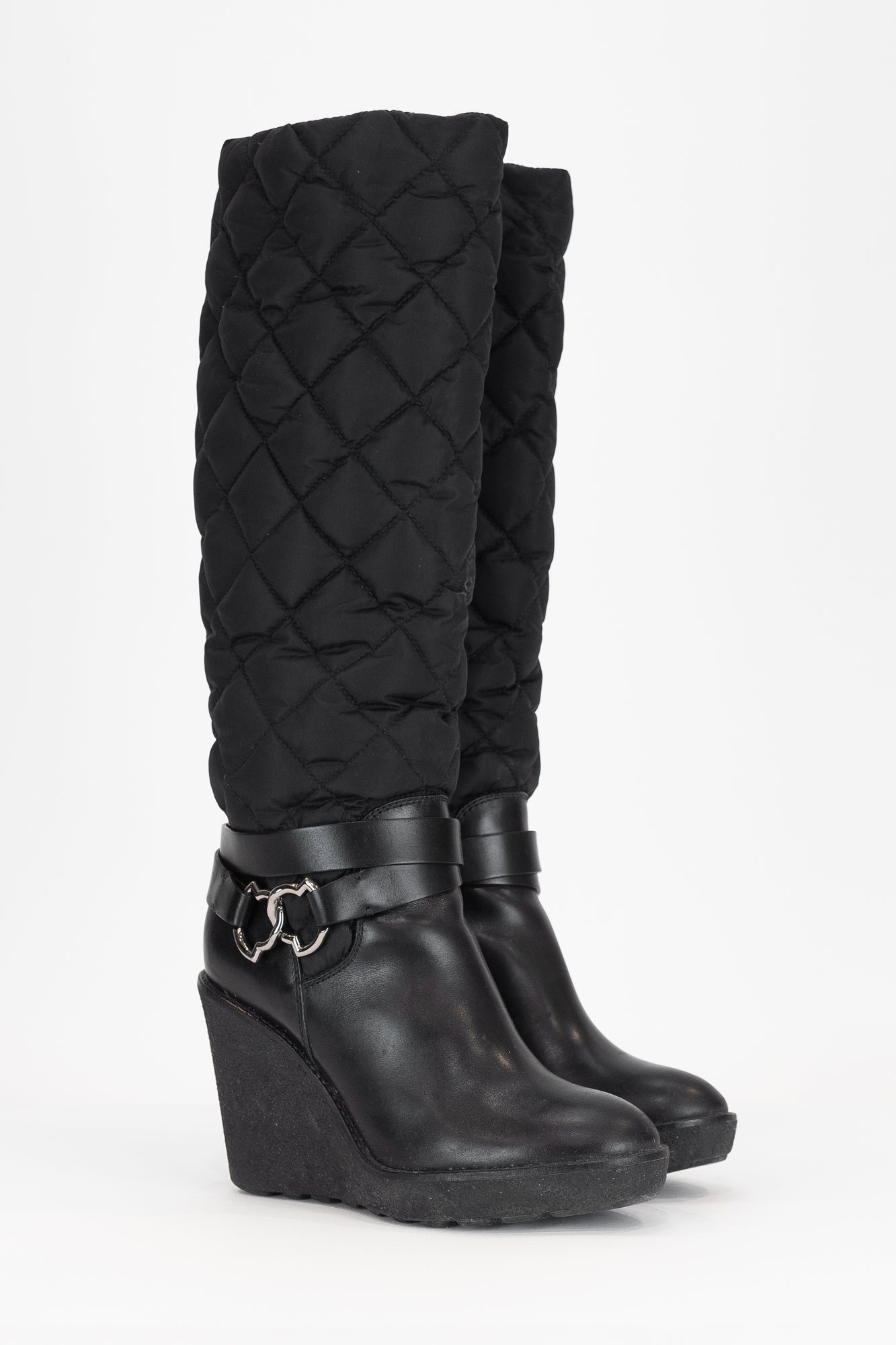 Tall Quilted Wedge Boots