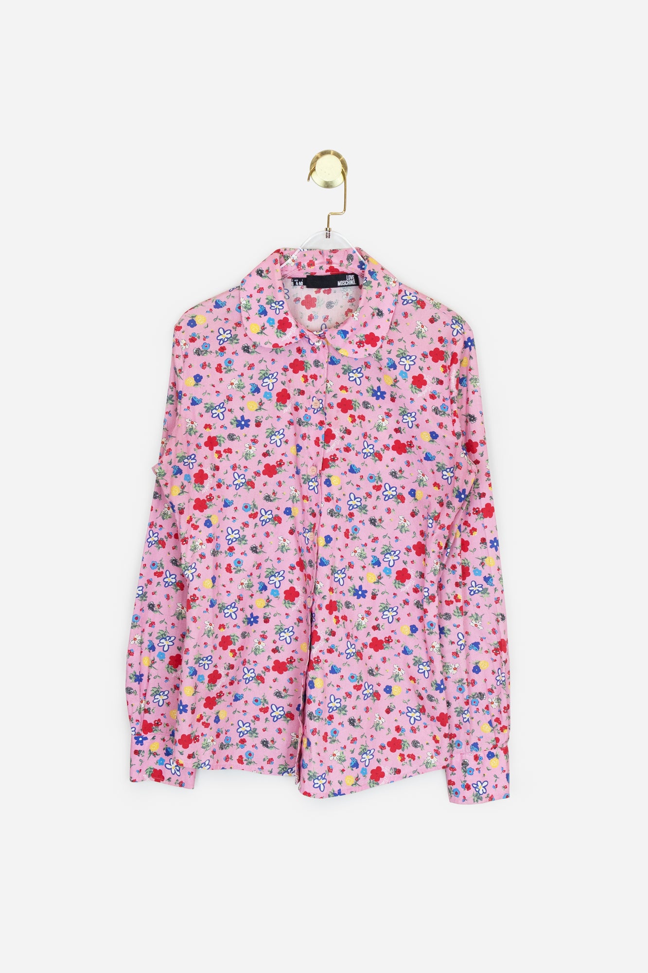 Pink Floral Print Button Up Shirt