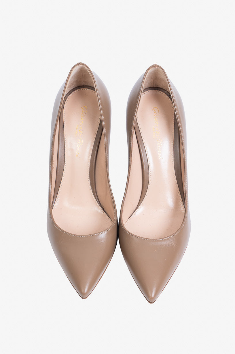 Nude Pointed Toe Pump  Leather