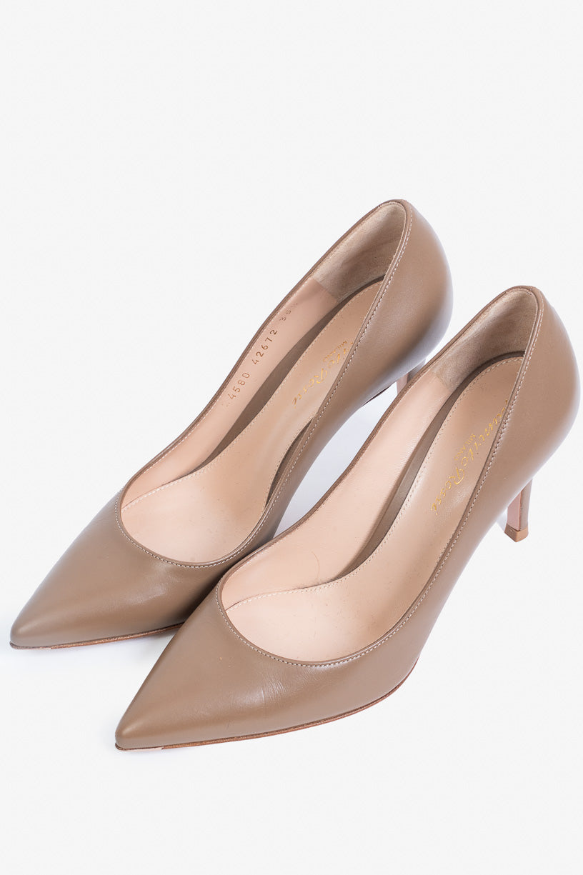 Nude Pointed Toe Pump  Leather