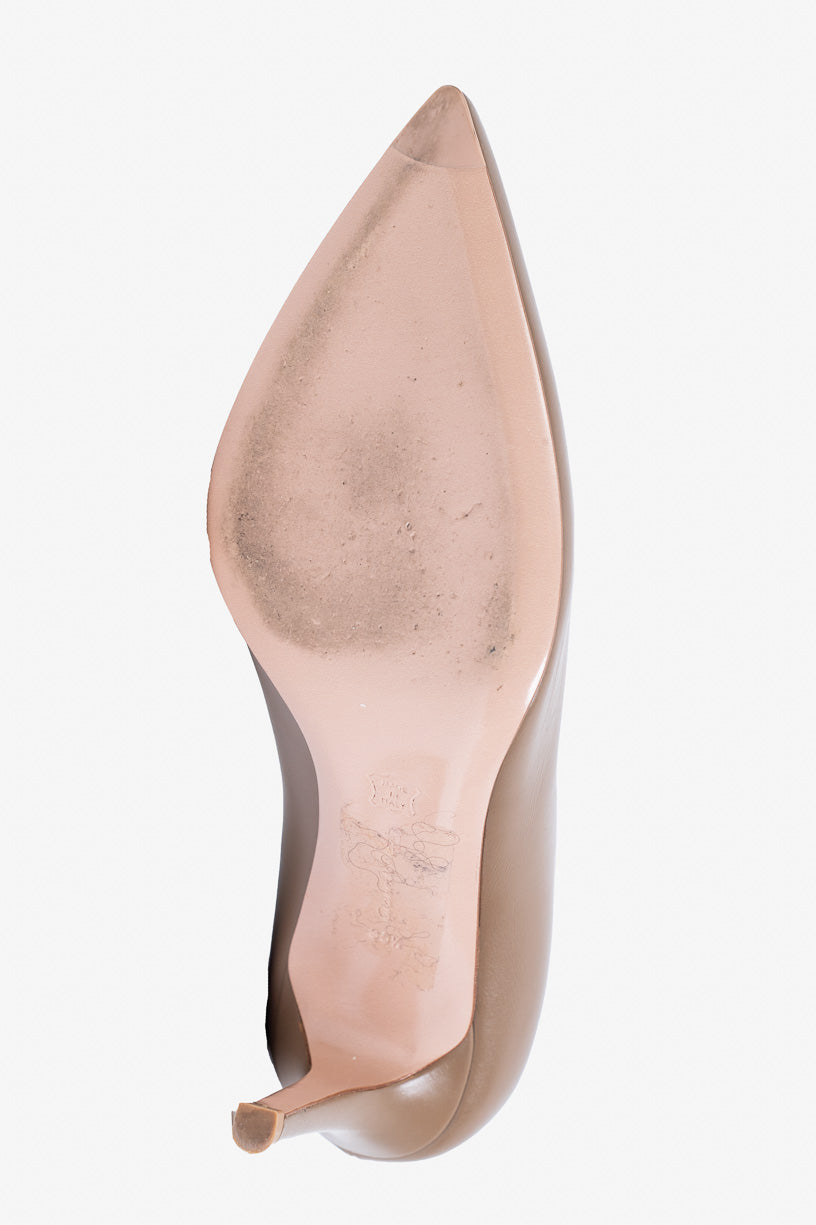 Nude Pointed Toe Pump  Leather