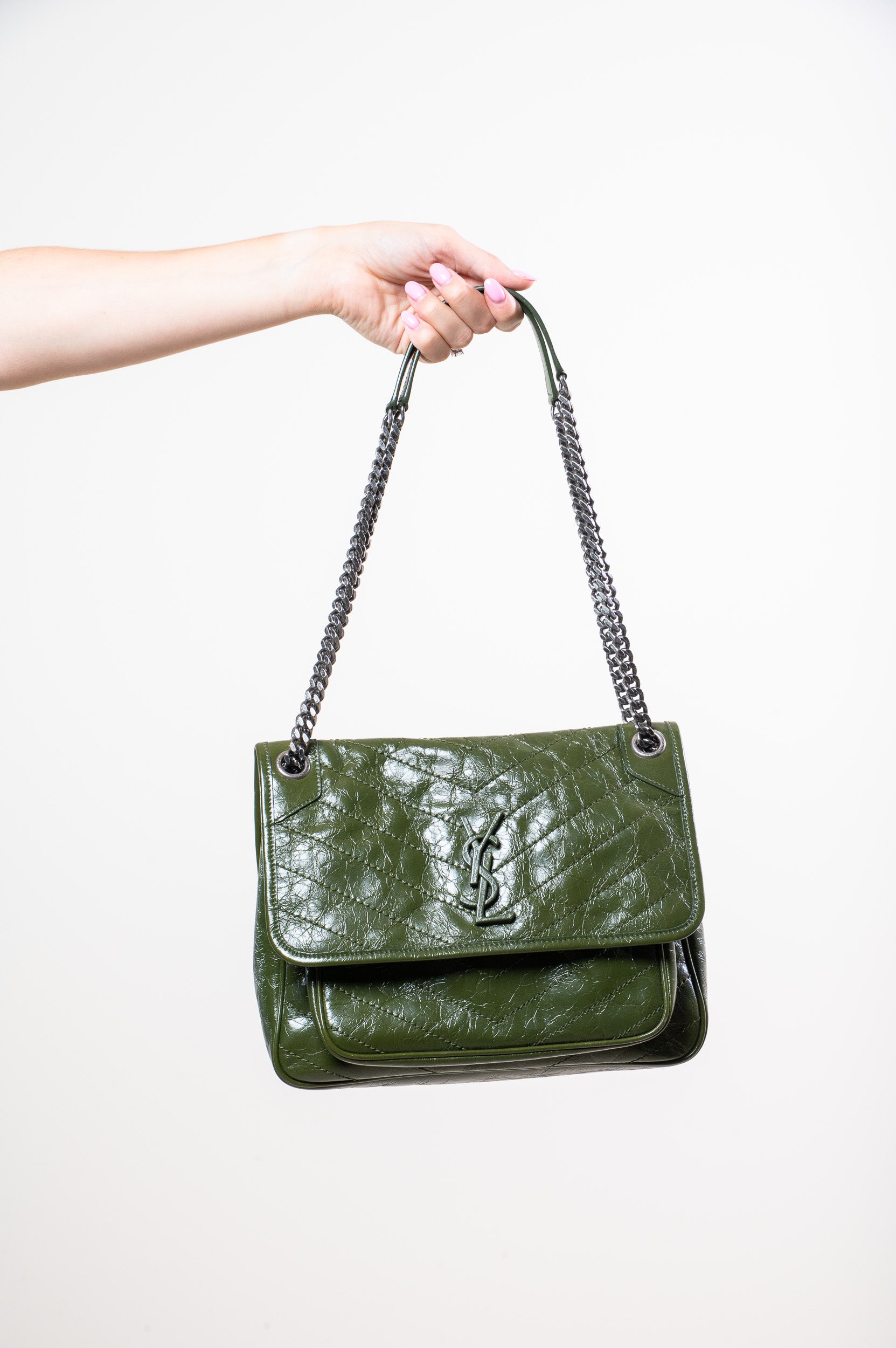 Large Green Calfskin Nikki Crossbody