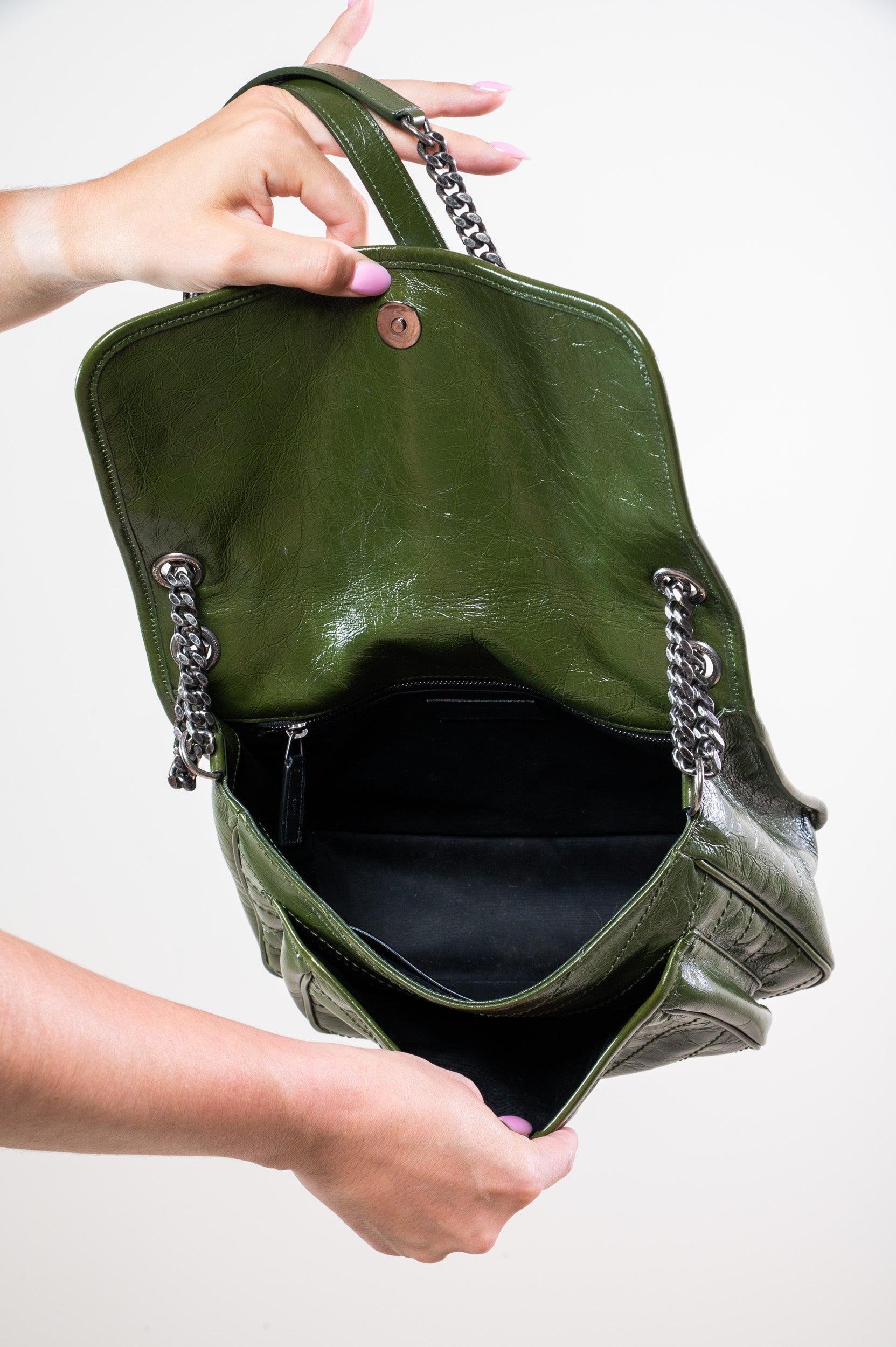 Large Green Calfskin Nikki Crossbody