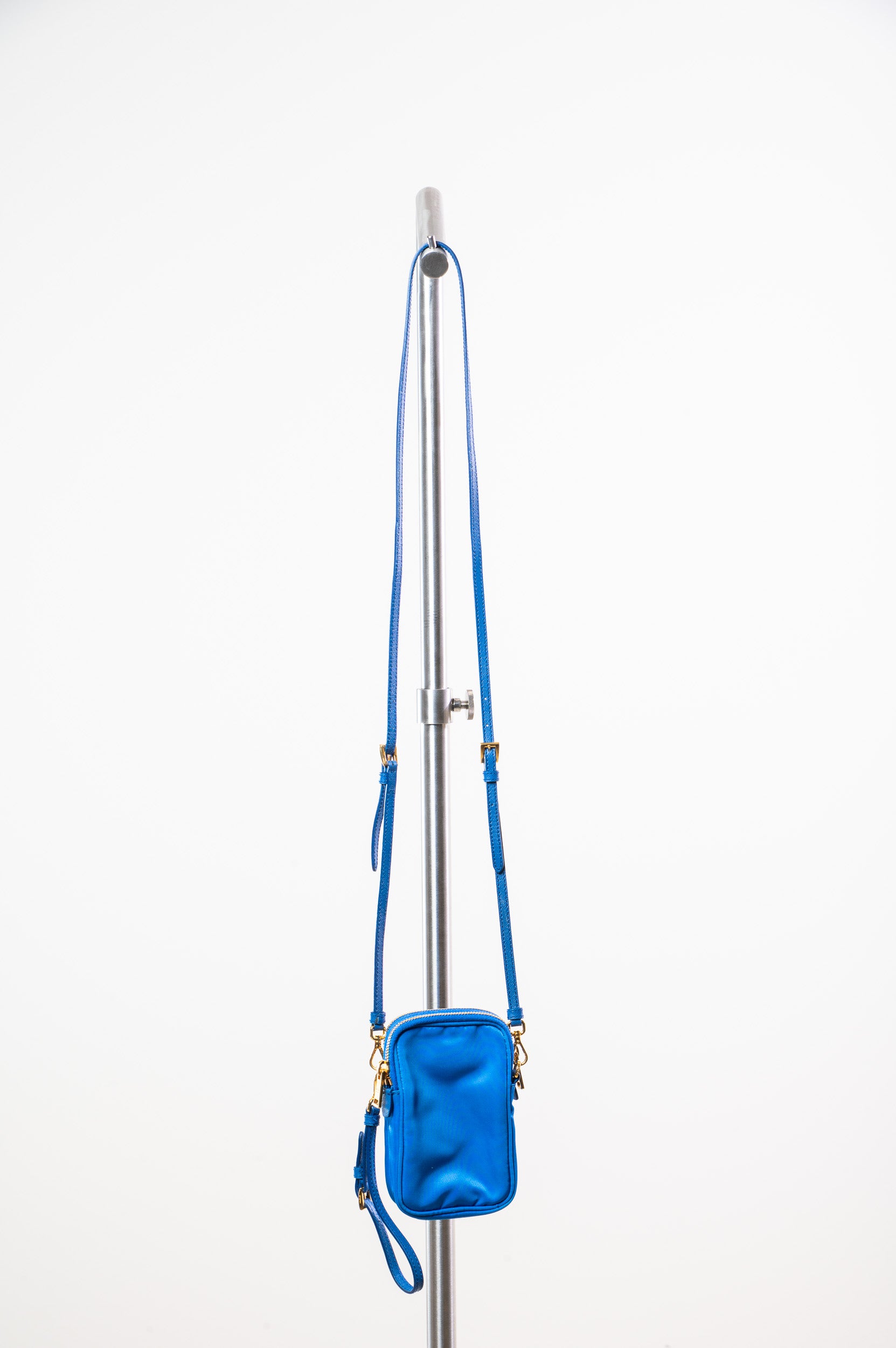 Cobalt Nylon Plaque Logo Phone Bag Crossbody