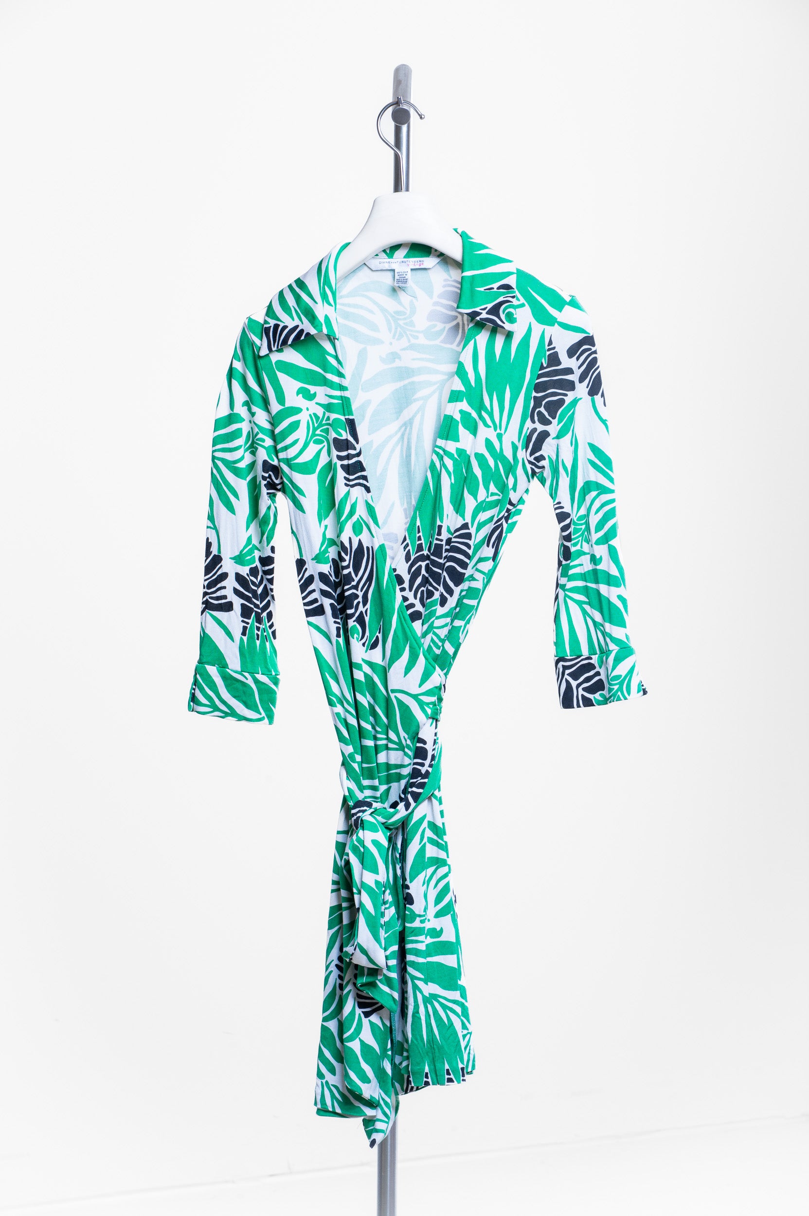 Green Patterned Wrap Dress